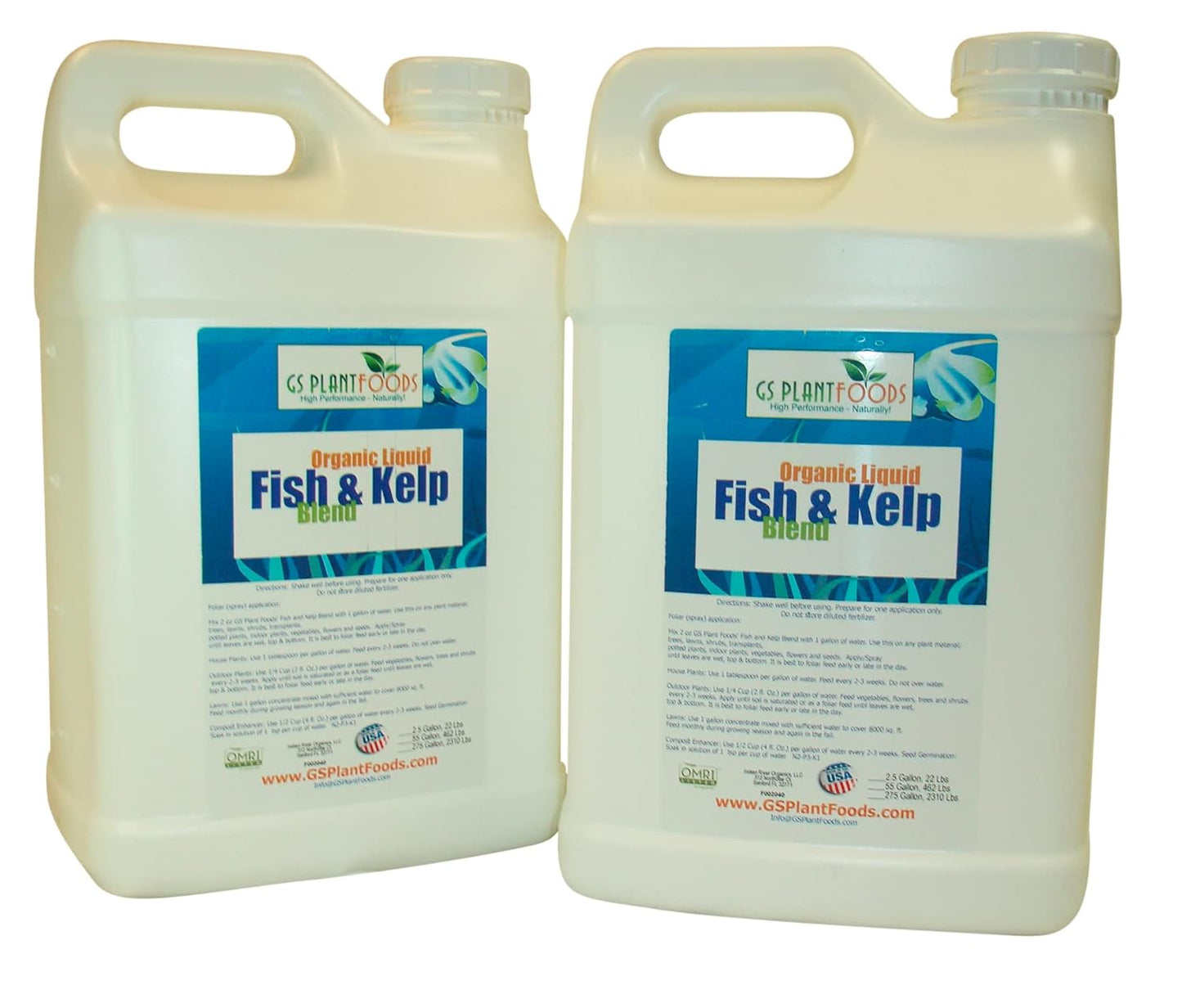 Omri Listed Fish & Kelp Fertilizer by GS Plant Foods (5 Gallons) - Organic Fertilizer for Vegetables, Trees, Lawns, Shrubs, Flowers, Seeds & Plants - Hydrolyzed Fish and Seaweed Blend (5 Gallon)