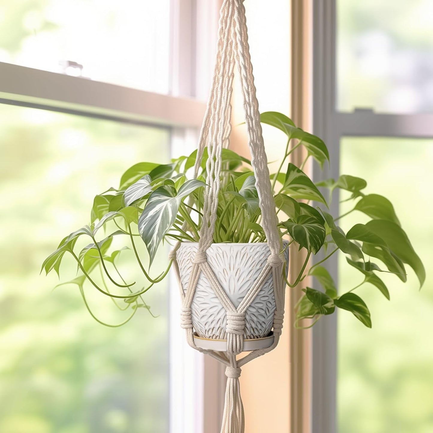 G EPGardening 7 Inch Plant Pot for Indoor Plants Outdoor Round Ceramic Planter Decorative Flower Pot with Drainage Hole and Saucer White