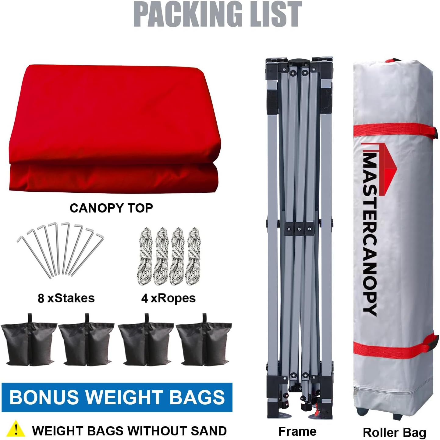 MASTERCANOPY Durable Pop-up Canopy Tent with Roller Bag (10x10, Red)