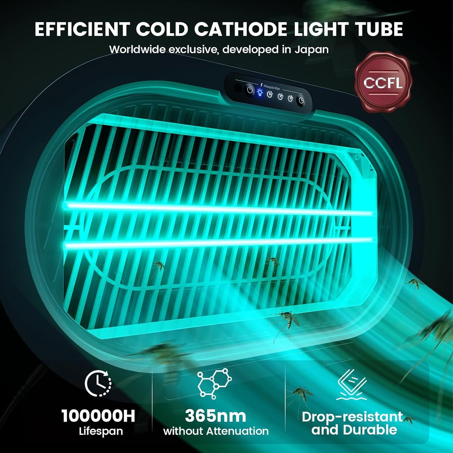 Minimoon Bug Zapper Indoor/Outdoor, High-Voltage Electric Mosquito Killer, Cold Cathode Fluorescent Light - 100,000H Lifespan, 14H Timer with Remote, Fly Trap Mosquito Zapper