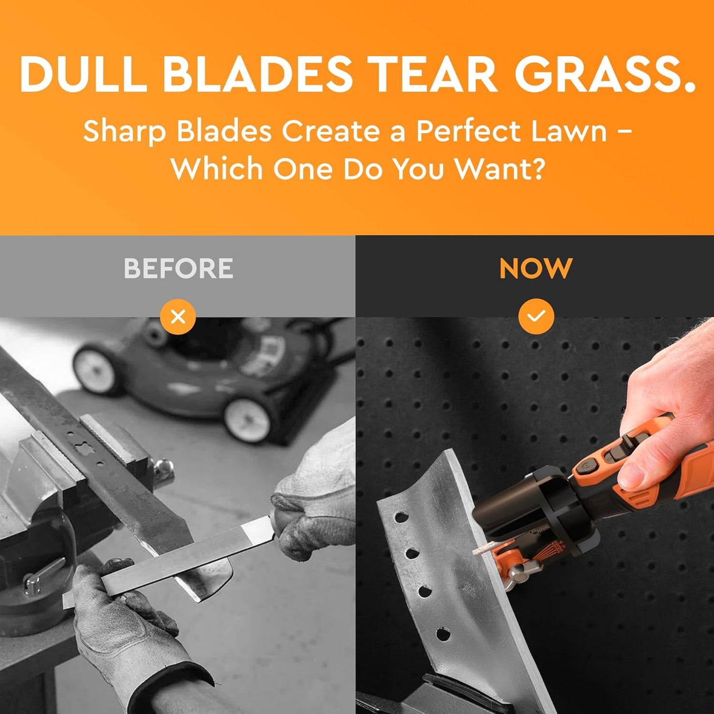 Sharp Pebble Cordless Lawn Mower Blade Sharpener – Adjustable 20°- 40° Angle Guide-Rotary Tool with Replaceable Sharpening Wheel Bits & Fast Rechargeable Battery – Effortless Precision for Lawn Care