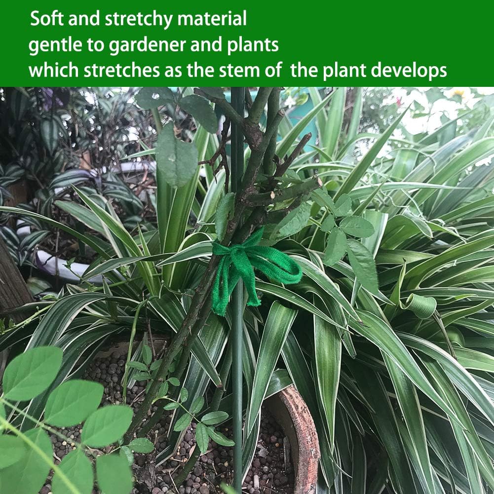 Plant Ties, 164 Feet 8mm Green Garden Twine Soft Garden String Stretchy Tree Supports Biodegradable for Tomato Plants, Climbing Roses and Vines Organizing