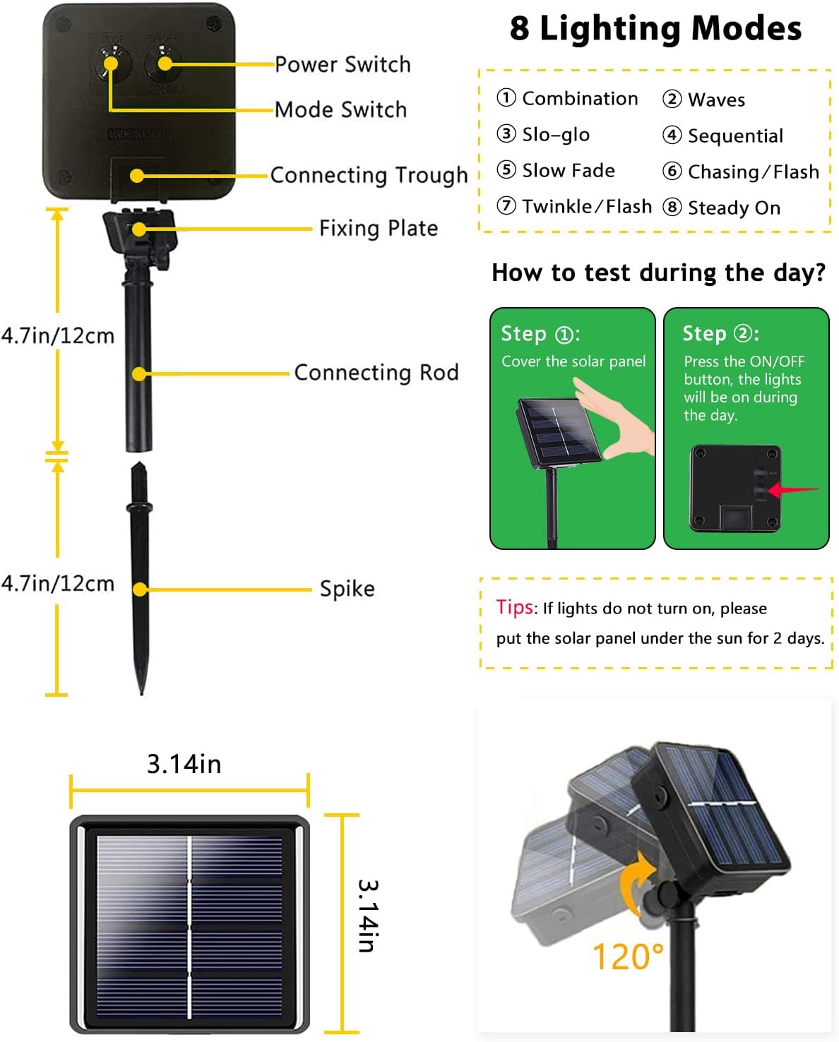 2 Pack 200 LED Solar String Lights for Outside, Solar Christmas Lights Outdoor with 8 Lighting Modes, Waterproof Green Wire Solar Powered Tree Light for Xmas Party Yard Garden Decorations (Cool White)