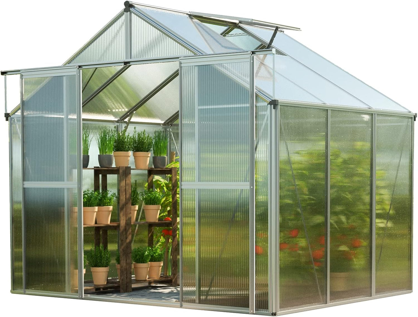 Greenhouse Topas 3 Aluminum Frame 7.4 x 6.4 ft with Approx. 6 mm Polycarbonate Panels