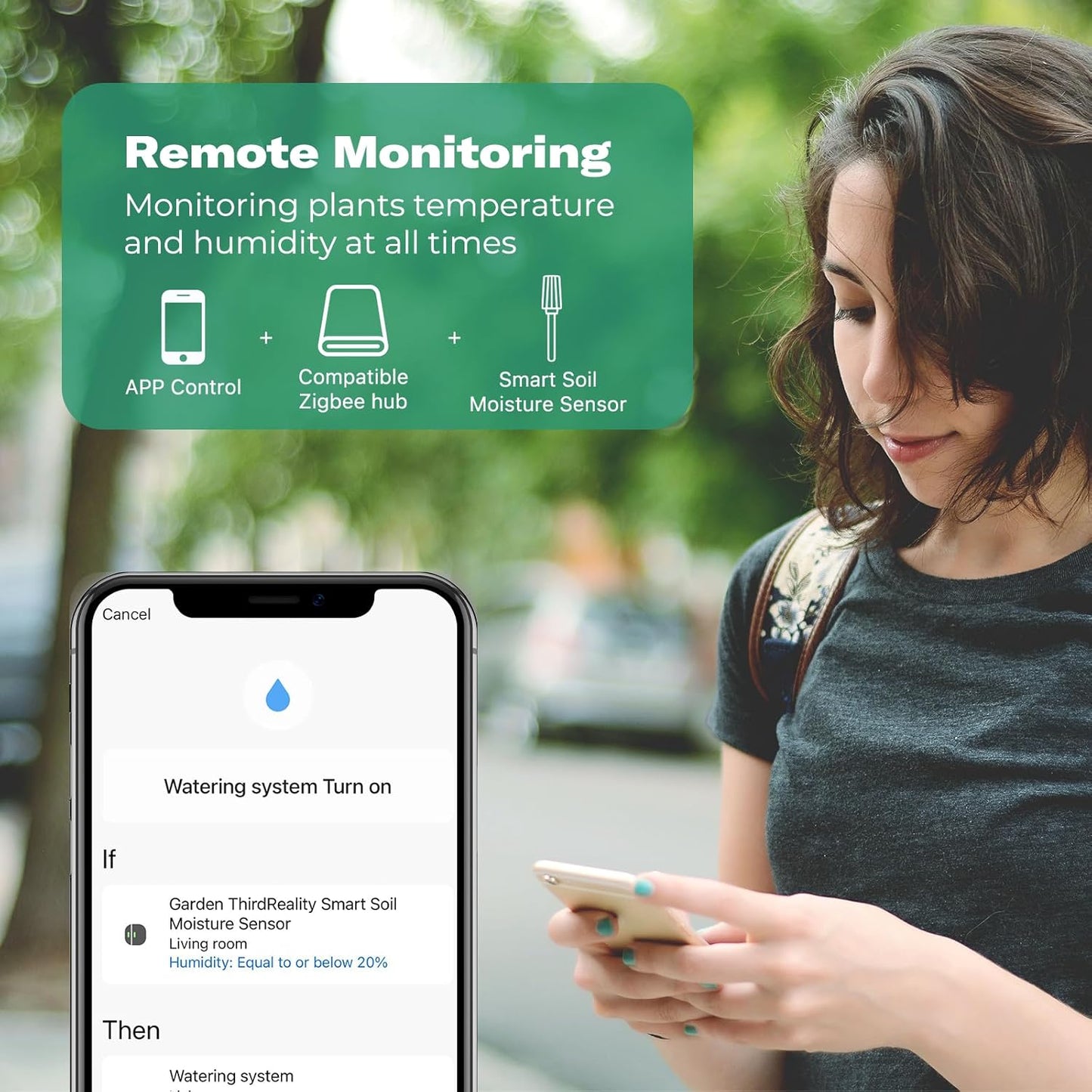 THIRDREALITY Smart Soil Moisture Sensor 3Pack,Zigbee hub Needed,Capacitive Probe,Moisture/Temperature Meter for Garden Planting,Compatible with Homey,Hubitat, SmartThings,Home Assistant