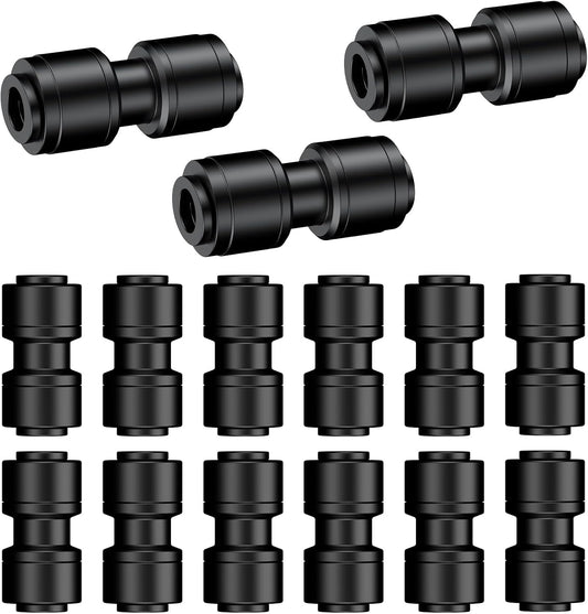 Pawfly 15 Pcs Quick Connect 1/4" Drip Irrigation Coupling Connectors for 1/4 Inch Irrigation Tubing, Anti-Leak Drip Irrigation Parts, Push-to-Fit 2-Way Coupling Fittings, Universal Straight Fittings