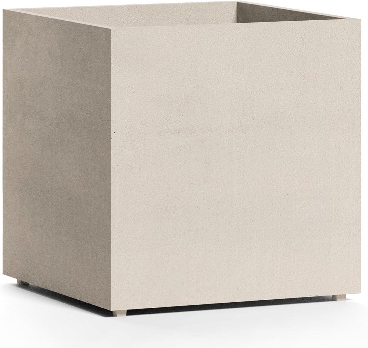 Reglito Cube Planter – Fiberglass Indoor/Outdoor and Weather-Resistant Large Planter (Sand Stone, 35.4" L x 35.4" W x 36" H)