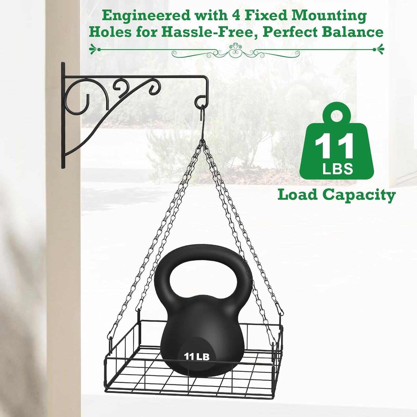 NADAMOO Hanging Planter for Indoor Plants - Wall Mount Bracket with Large Basket, Outdoor Metal Plant Hanger Holder for Window Balcony & Patio Decor