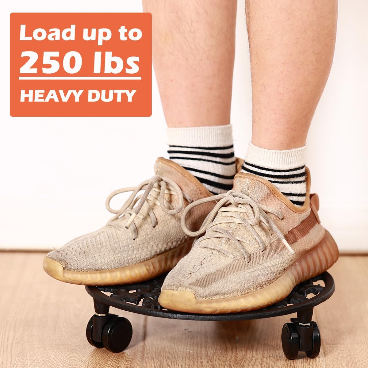 2 Pack Heavy Duty Plant Caddy with Wheels - 11 Inch Metal Plant Stand with Rolling Wheels - Wrought Iron Plant Dolly for Indoor and Outdoor