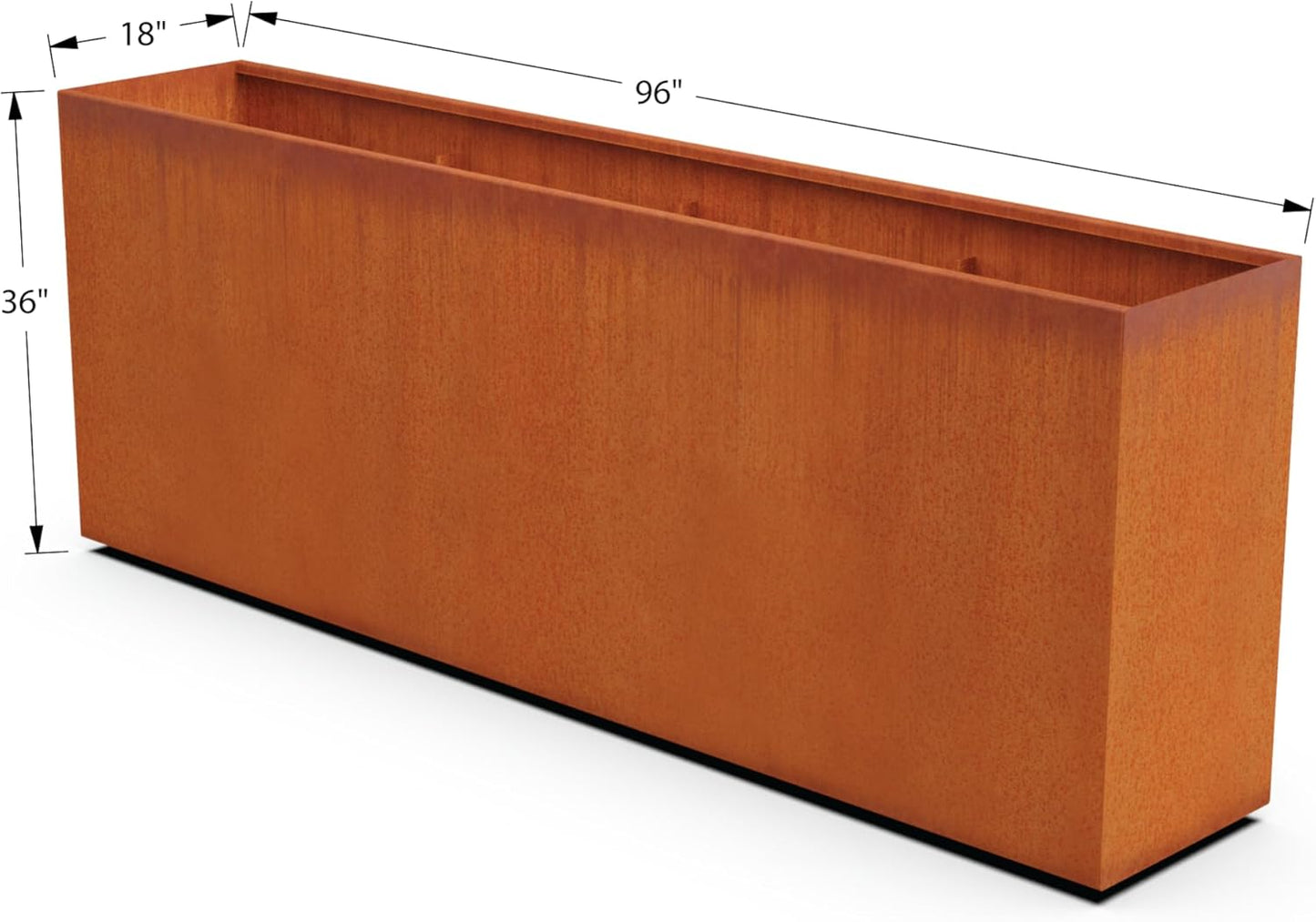 Large Rectangular Planters for Outdoor Plants | 96x18x36 Corten Steel Planter for Privacy & Patios | Extra Large Outdoor Planter Box | Heavy-Duty 11-Gauge Steel, Fully Assembled