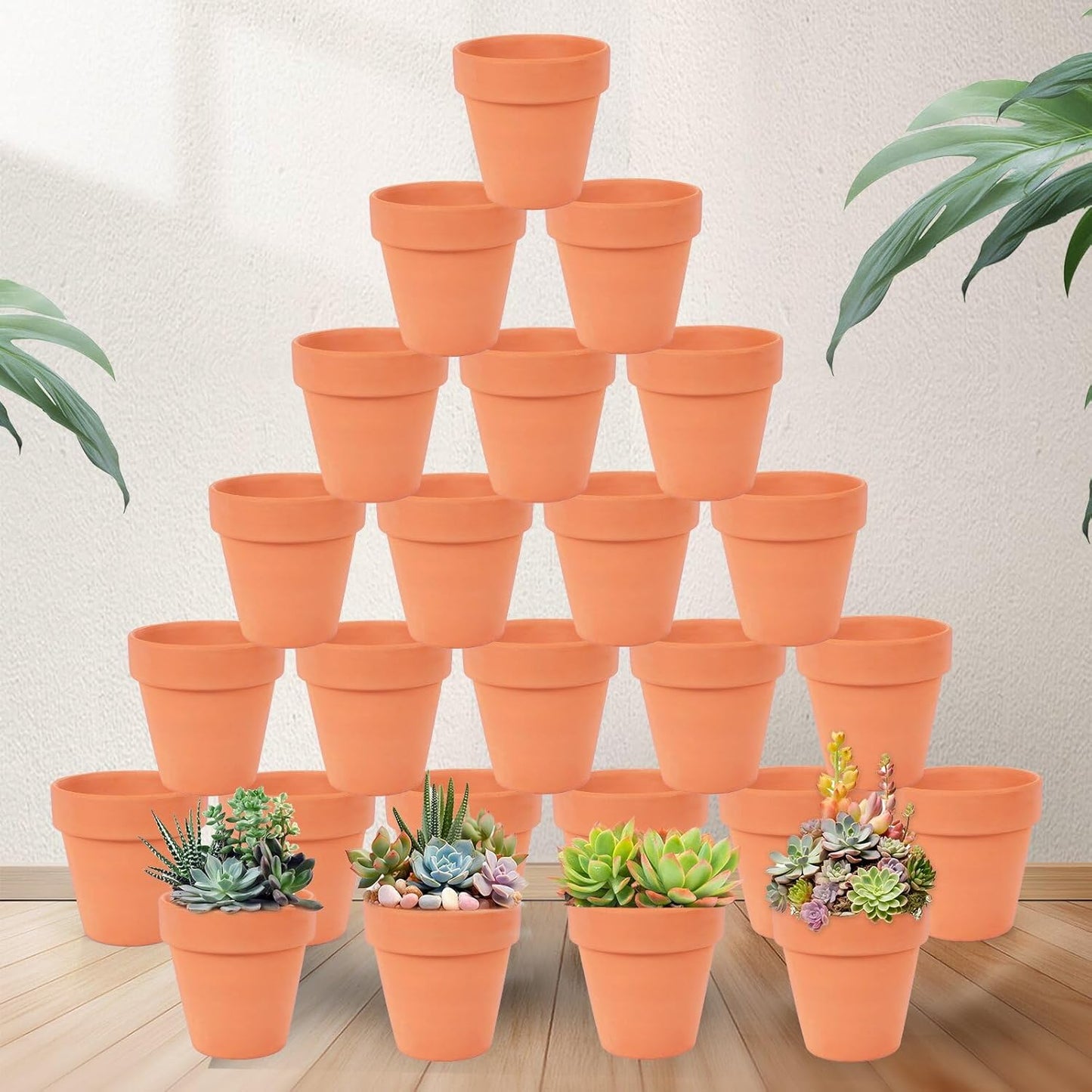 26 Pack Terra Cotta, 3inch Small Clay Flowerpots with Drainage Hole, Terracotta Pot for Indoor Outdoor Plant, Great for Plants, DIY Crafts