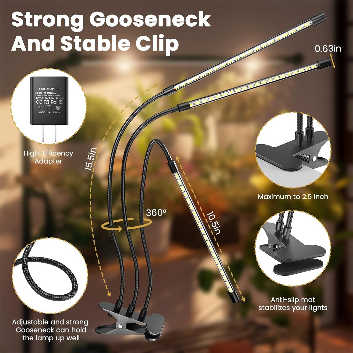 bseah Plant Light Grow Light for Indoor Plants 2 Pack, Full Spectrum Indoor Grow Lamp, 10-Level Dimmable and Auto ON & Off Timer