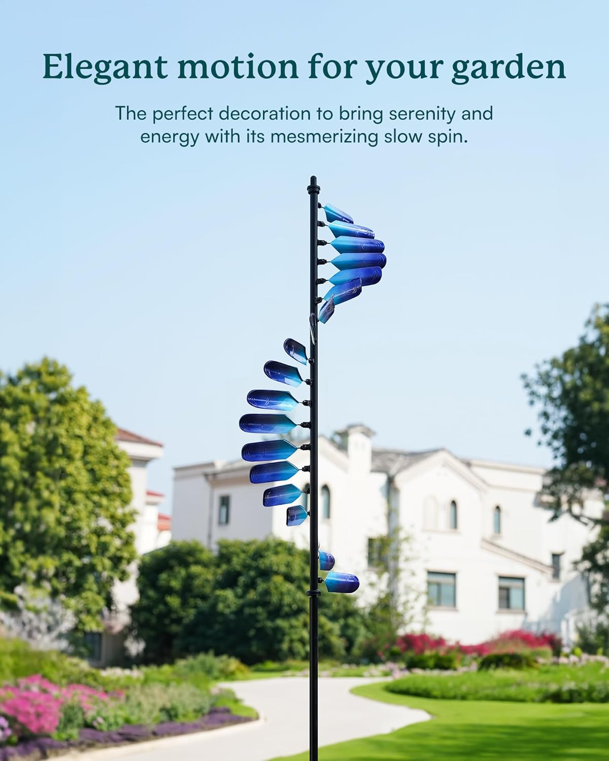 Wind Spinners Outdoor, 93" Large Metal Wind Spinners for Yard and Garden, Kinetic Wind Sculptures & Spinners with Stake, Windmill for Yard Art Decor (Peacock Spiral)
