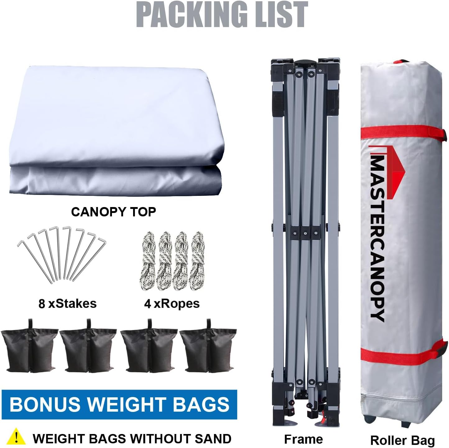 MASTERCANOPY Durable Pop-up Canopy Tent with Roller Bag (10x10, White)