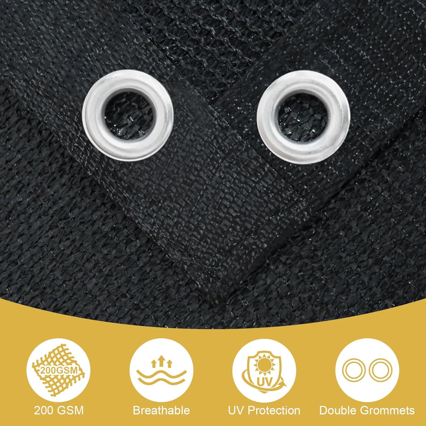 Shade&Beyond 90% Sun Shade Cloth with Grommets, 6' X 8' Pergola Shade Cover Canopy, Mesh Tarp Sun Screens for Patio, Outdoor, Garden, Backyard, Black