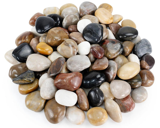 Pebbles for Indoor Plants, 10lbs Colorful Pebbles 1-2 Inch Decorative River Rocks for Planters, High Polished Stones for Vase Filler Fish Tank Landscaping Garden