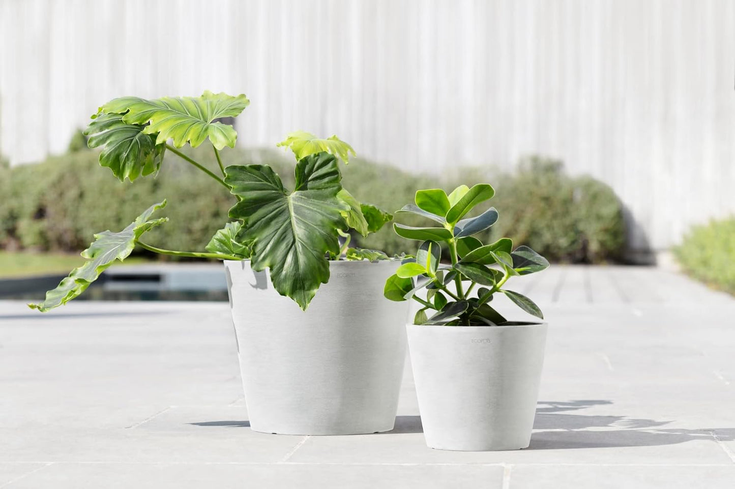 Ecopots Amsterdam Durable Modern Round Indoor/Outdoor Recycled-Based Composite Flower Pot Planter, Pure White, 12"