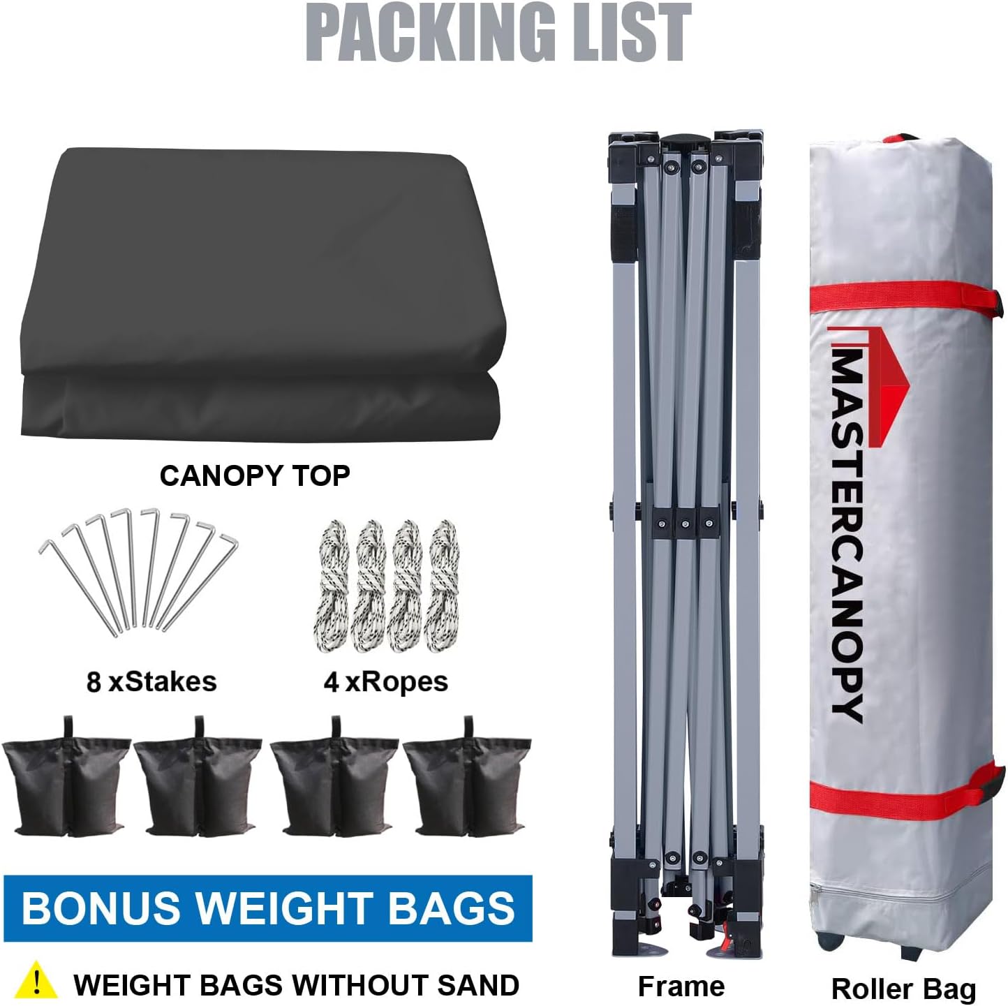 MASTERCANOPY Durable Pop-up Canopy Tent with Roller Bag (10x10, Dark Gray)