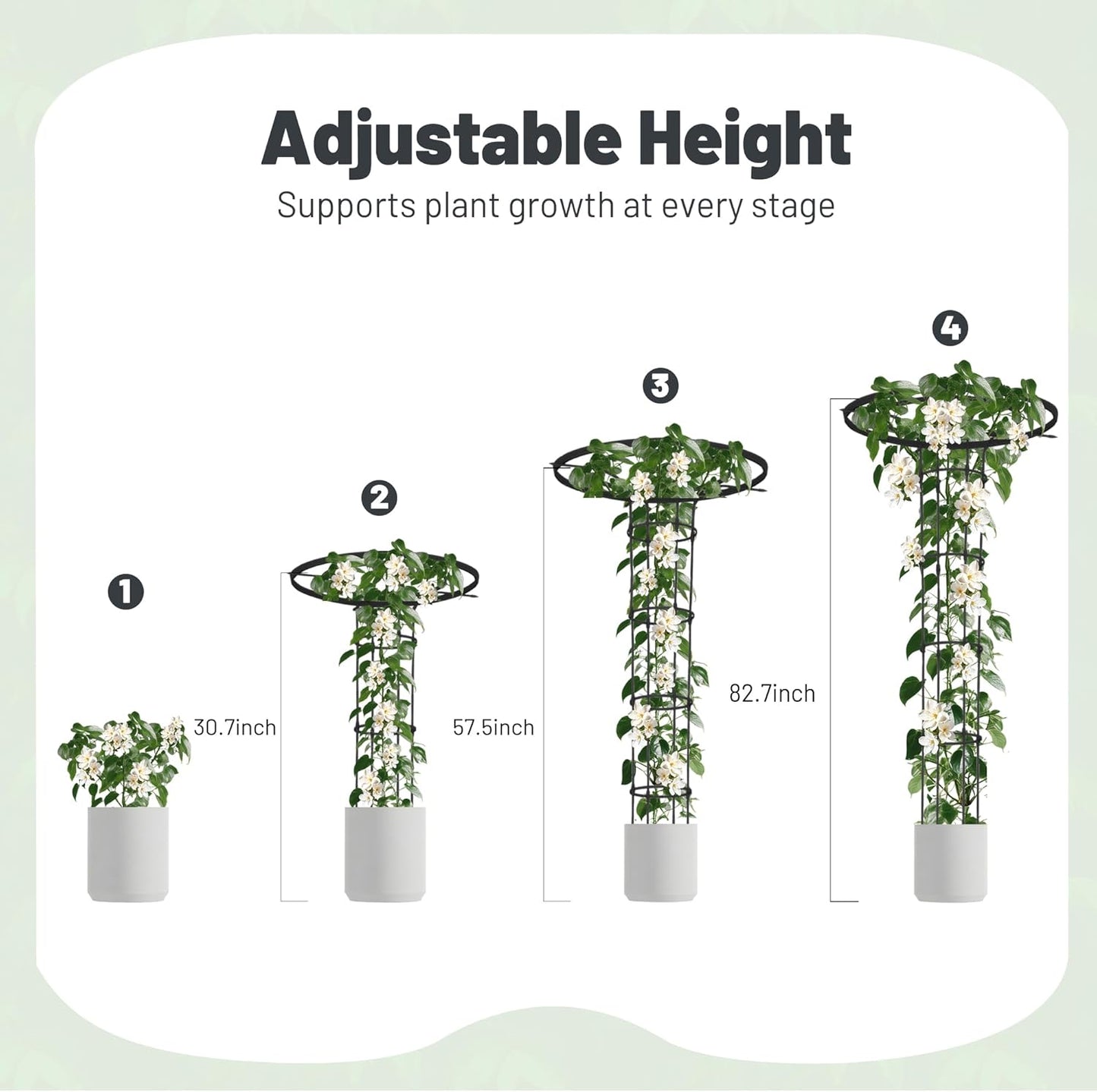 Garden Trellis for Climbing Plants Outdoor, 6.9FT Tall Metal Obelisk Trellis, 82.7" Umbrella Trellis for Potted Plants, Mushroom Top Trellises for Vines, Rose, Clematis, Pea, Bean, Tomato