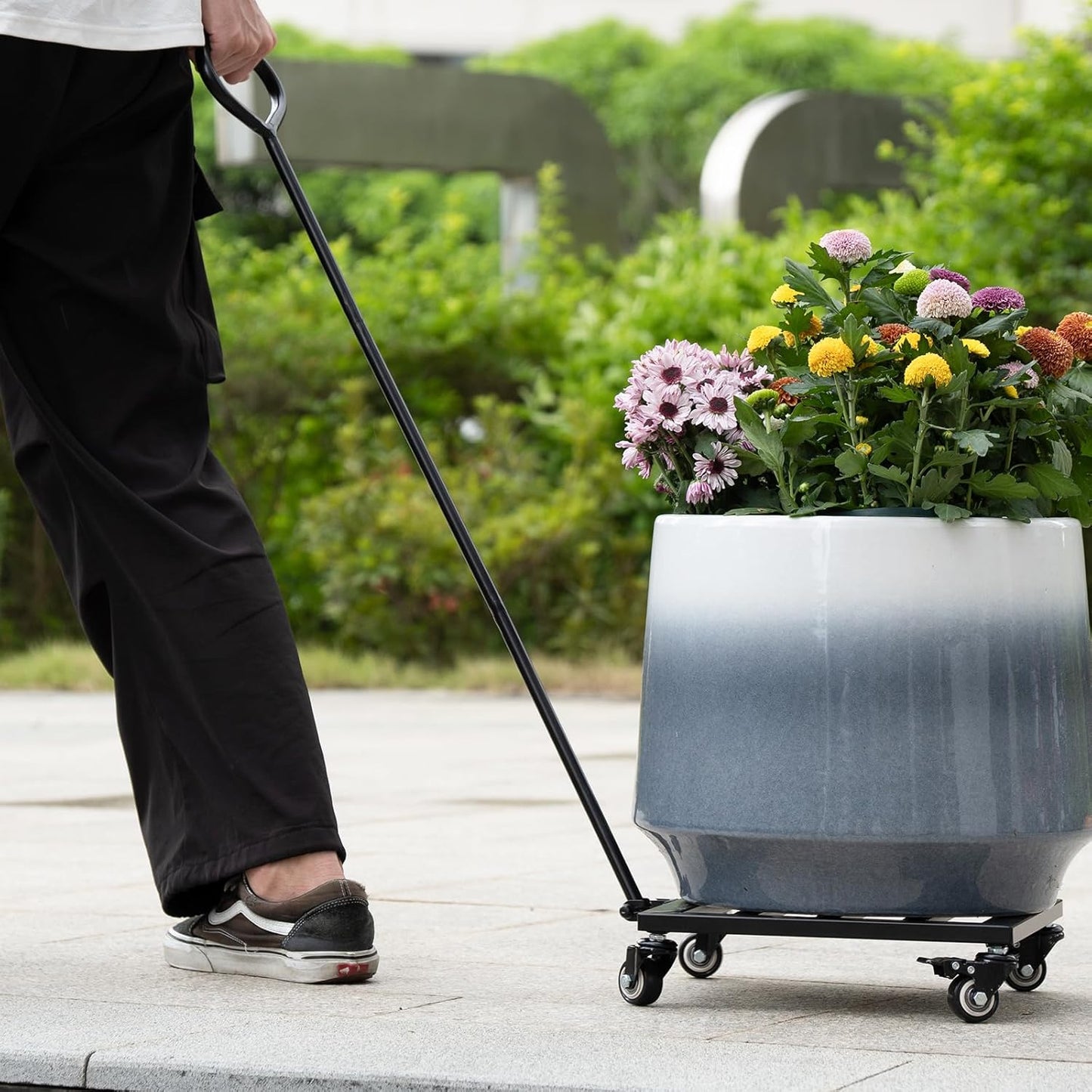 Heavy Duty Plant Caddy with Wheels 12Inch - 200lb Weight Capacity - Steel Rolling Plant Stand for Indoor and Outdoor Use - Lockable Wheels - Black