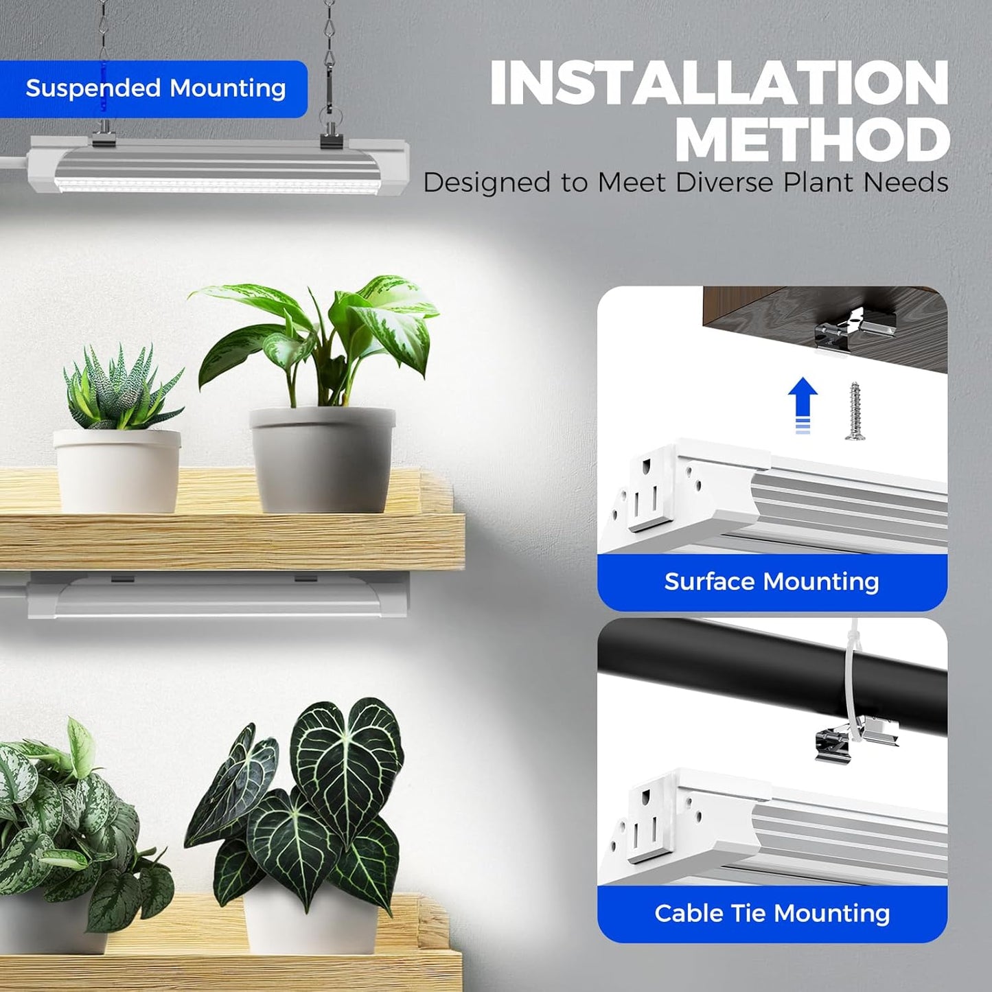 Barrina TX18 1FT Grow Light for Indoor Plants, 72W(4 x 18W, 360W Equivalent), High PPFD, 5000K Full Spectrum Grow Light Strip for Plant Shelves with On/Off Switch, Mechanical Timer, Linkable, 4 Packs