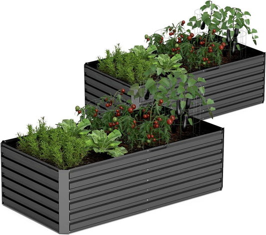 8x4x2 ft Raised Garden Bed, Large Metal Planter Raised Beds, Planters for Outdoor Plants for Vegetables, Flowers, Herbs, Fruits, and Succulents.(2 Pcs)