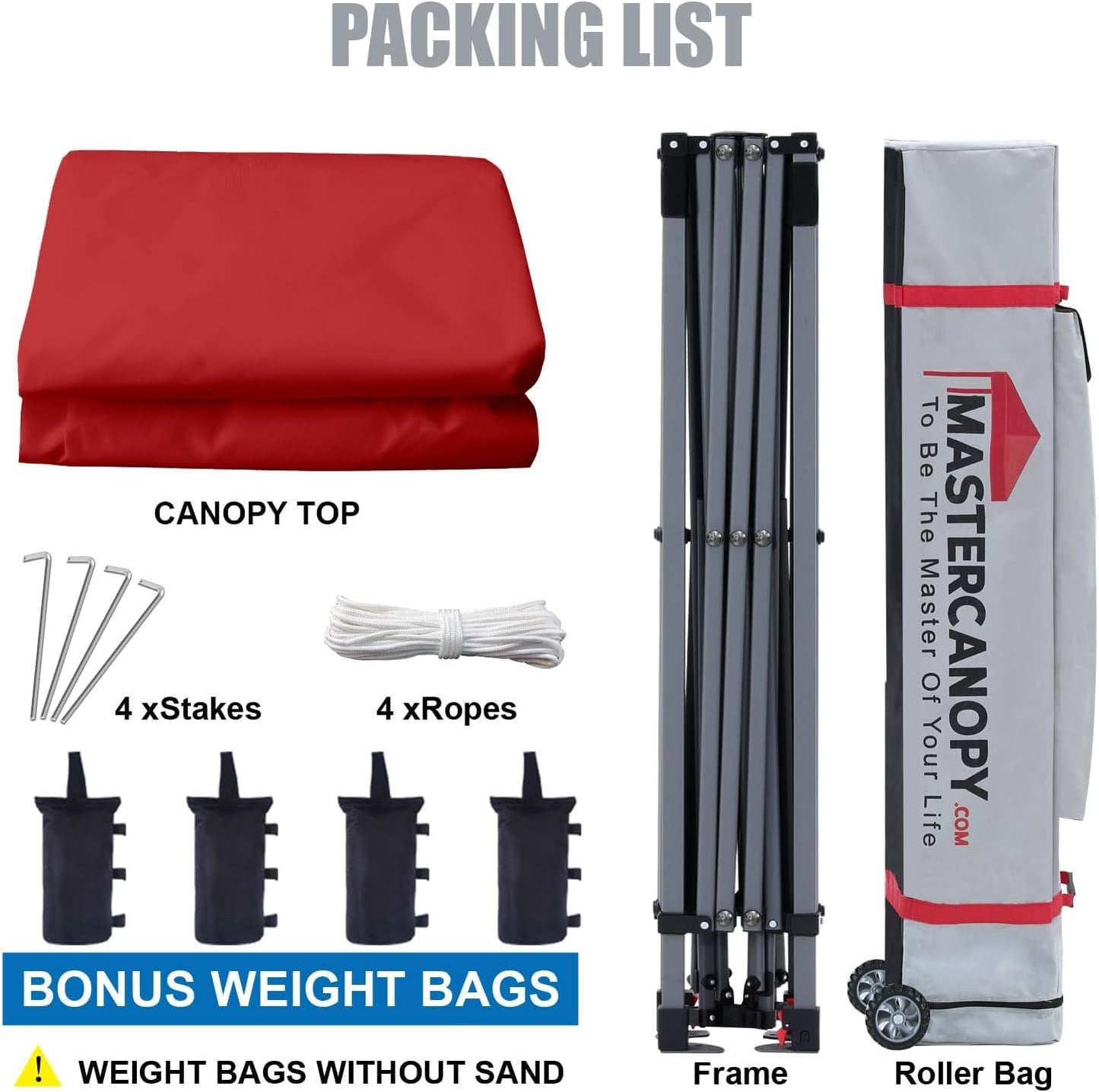 MASTERCANOPY Heavy Duty Pop-up Canopy Tent with Sidewalls (10x10,Red)