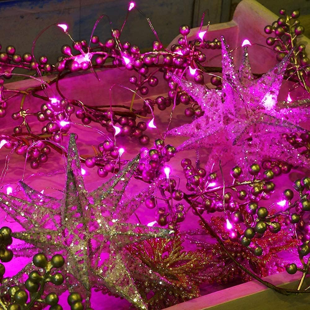 2 Pack Solar Powered Fairy String Lights Outdoor Waterproof 8 Modes Twinkle Christmas Decorations Lights, Each 33ft-100LED, 40ft-120LED, 66ft-200LED, 80ft-240LED, (Pink, 33)
