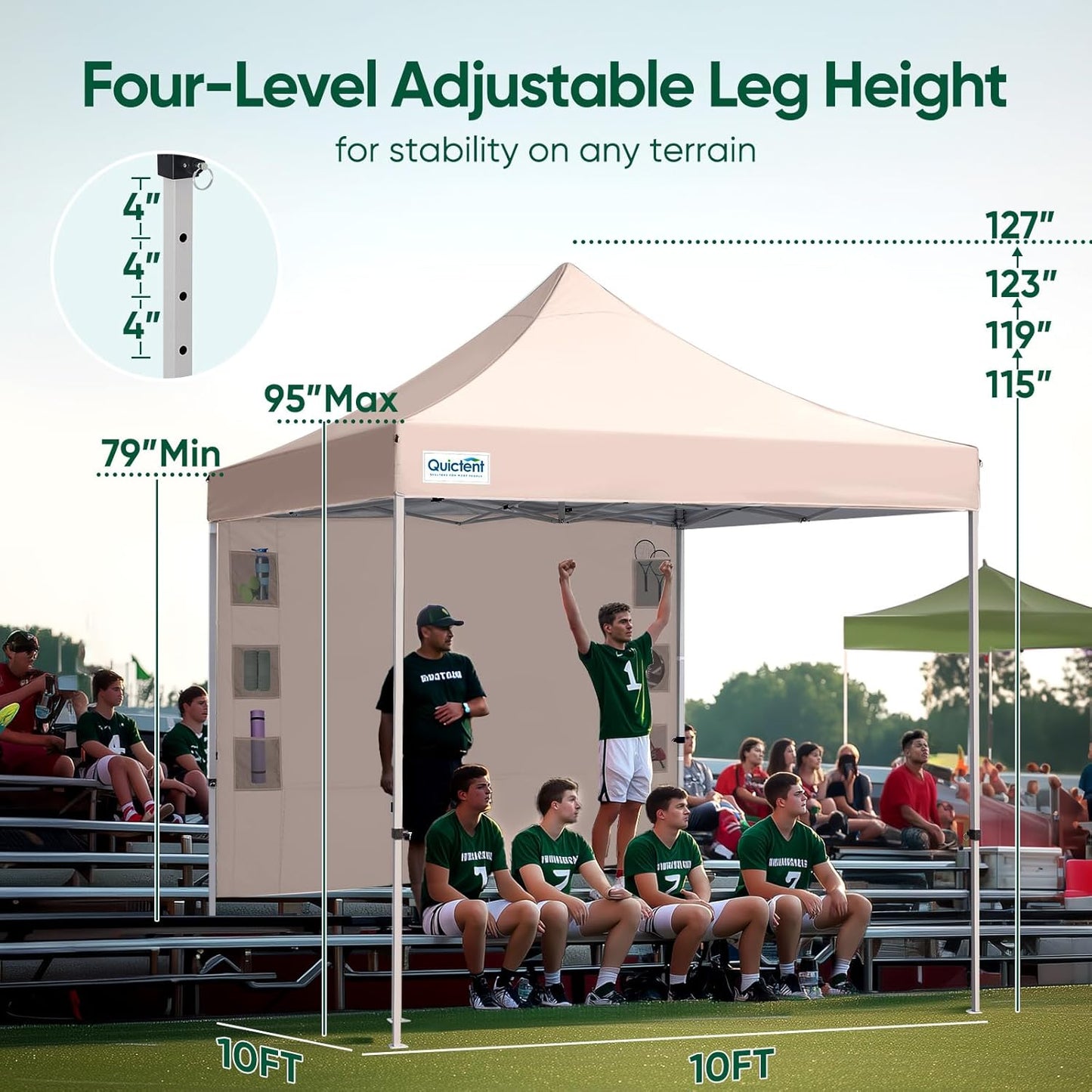 Quictent 10x10 Heavy Duty Pop Up Canopy Tent- Easy up Outdoor Commercial Canopies, Waterproof, 11ft Interior Height, Easy Setup, Includes Sand Weight Bags and Wheeled Carry Bag