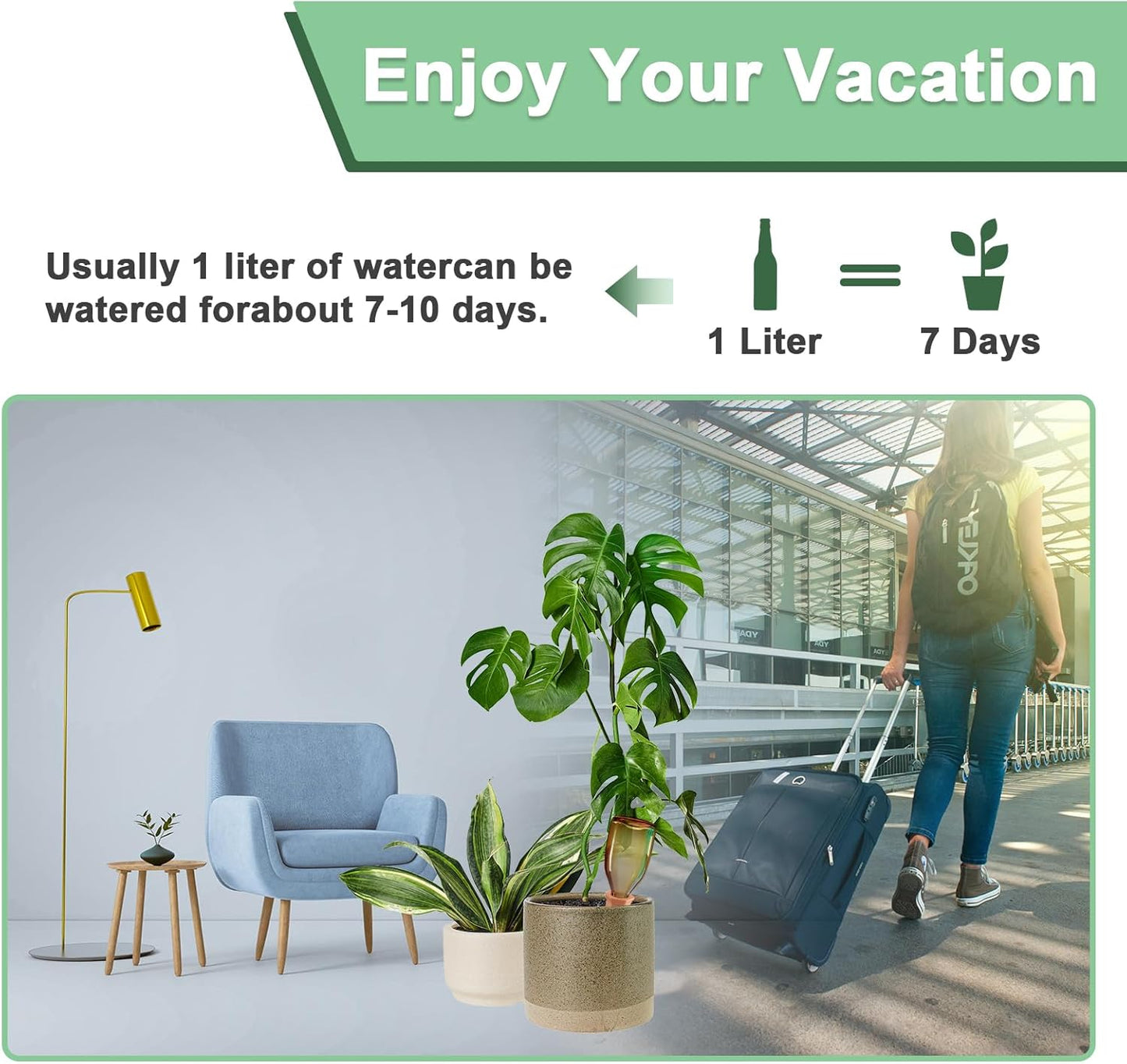 Terracotta Plant Watering Stakes, Self-Watering System for Indoor and Outdoor Plants, 20-Pack