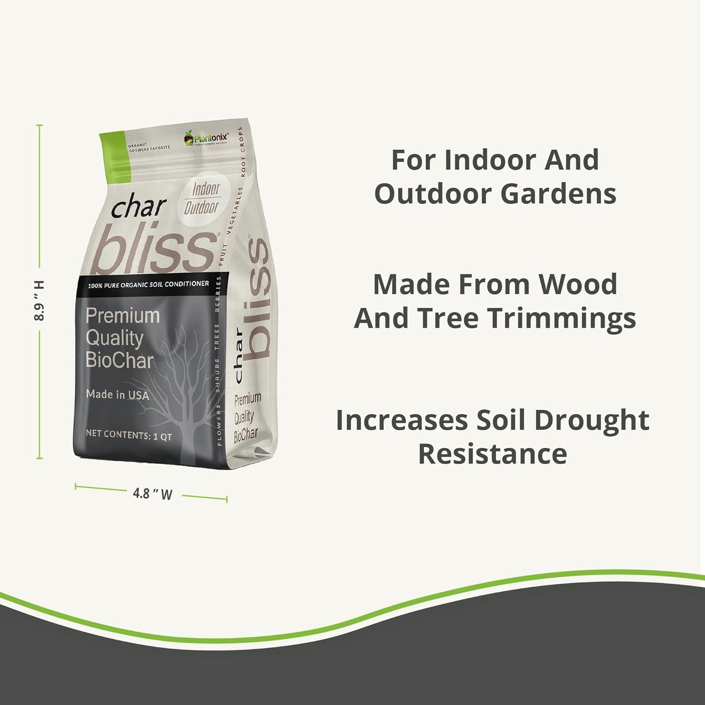 Worm Bliss (1 Qt) + Char Bliss (1 Qt) - Organic Worm Castings for Plants & Organic Biochar for Plants - Earthworm Castings Organic Fertilizer - Biochar Soil Amendment - Charcoal for Plants