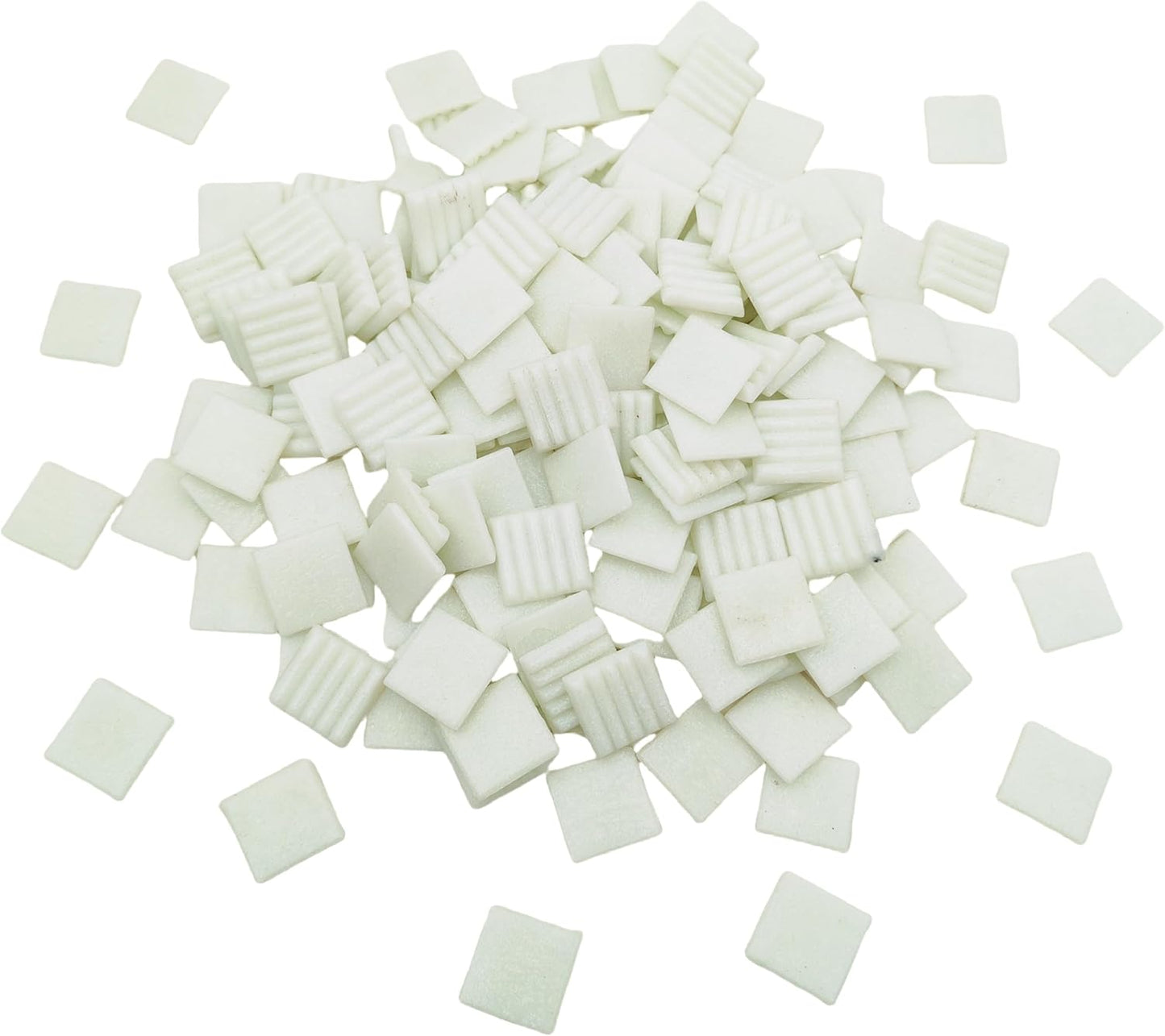 3/4 inch Quartz Glass Mosaic Tiles for Crafts, 1.1 LB, Square Mosaic Pieces for DIY Picture, Home Mosaic Decoration (White)