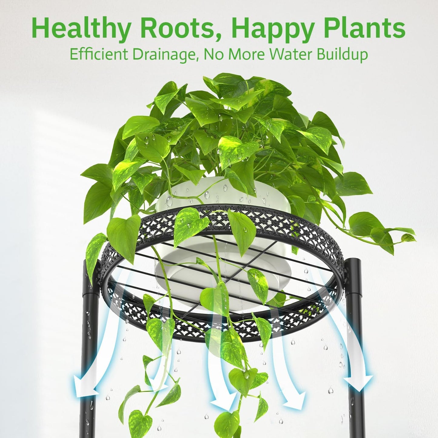 4 Tier Plant Stand Indoor Outdoor, Metal Flower Pot Shelf Holder Clearance, Tall Corner Rack for Multiple Plants, Modern Organizer Display for Patio Orchid Office Porch Living Room Garden, Black