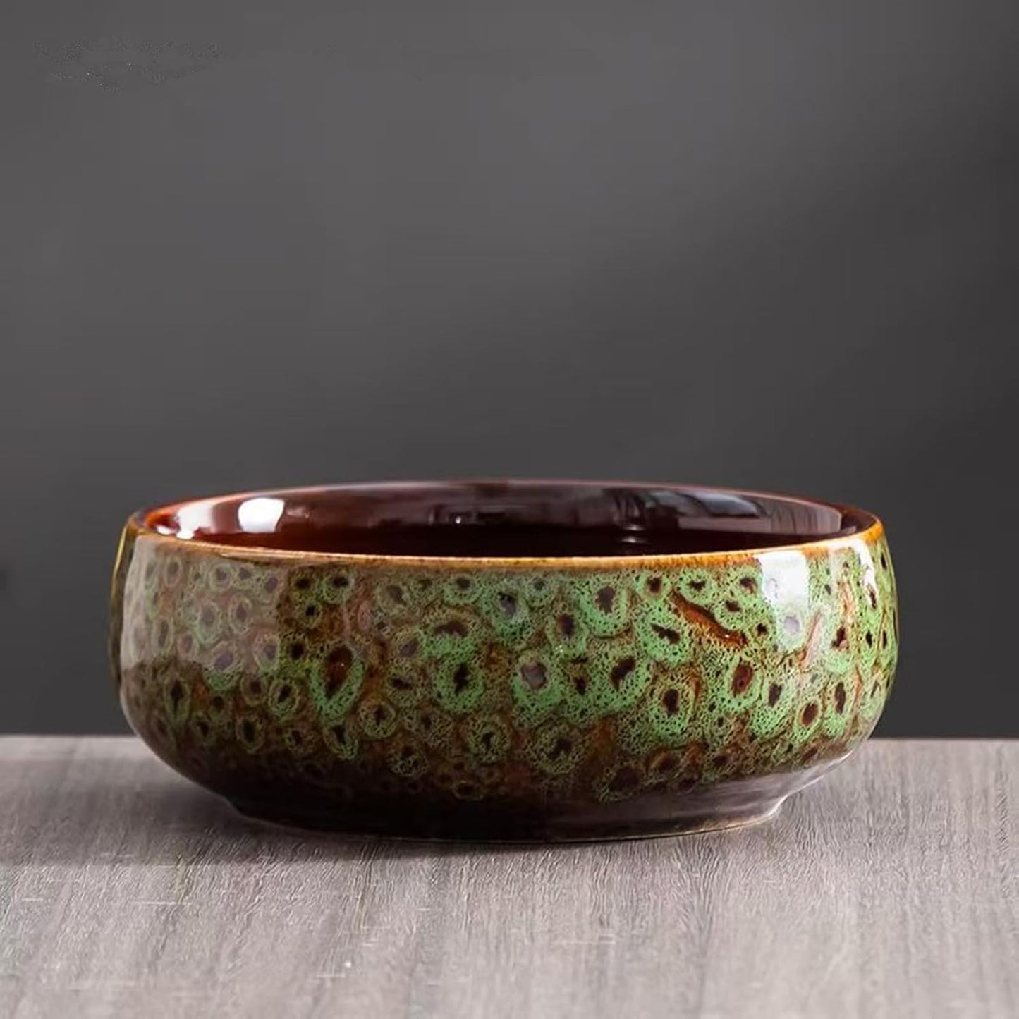 Lotus Bowl Planter, Lotus Bowls for Planting in Water Indoors, Ceramic Planters for Indoor Plants, Thickened Round Planter, for Succulent Plants Leak-Proof Design (Green)