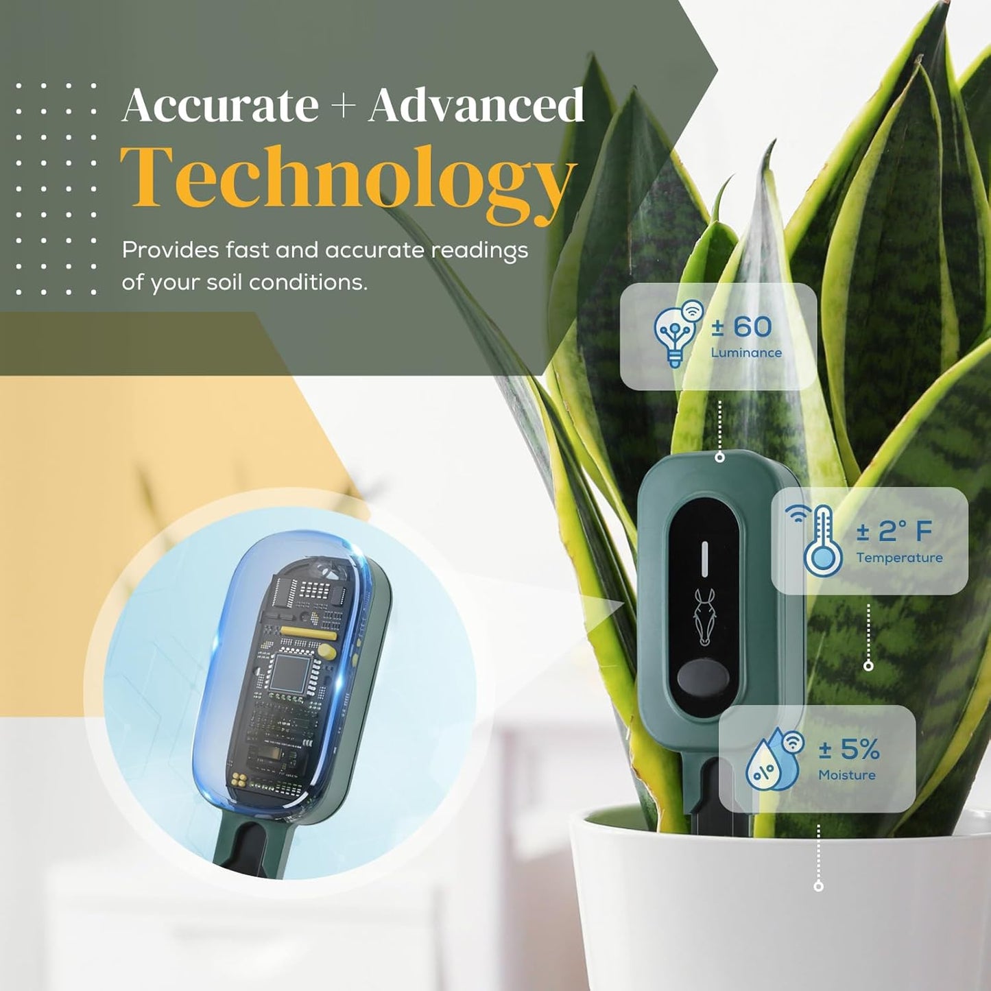 PLANTRON Afra II Smart Soil Moisture Sensor By LINKSTYLE — Includes WiFi Hub (2.4GHz wi-fi only) for Remote Access, 3-in-1 Soil Moisture, Temperature and Luminosity Tracker, Waterproof, Indoor/Outdoor