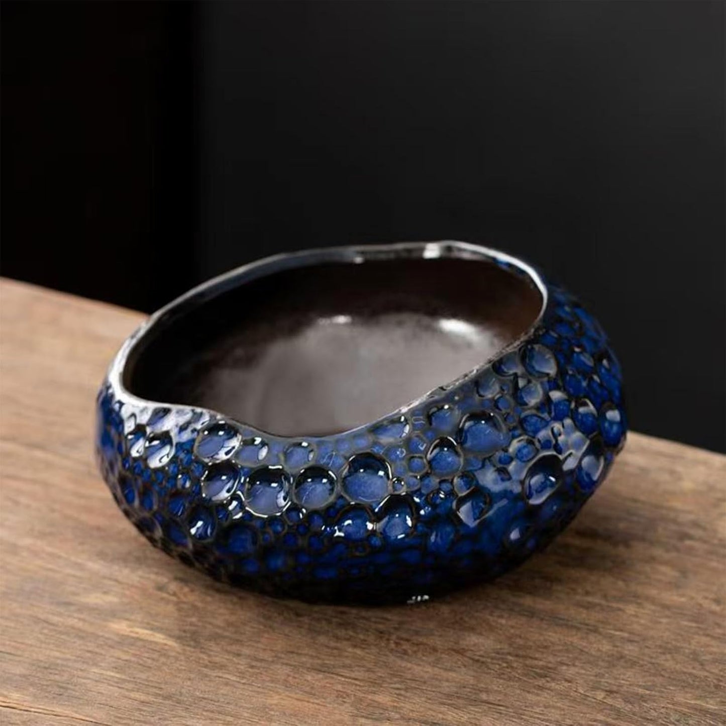 Lotus Bowl Planter, Lotus Bowls for Planting in Water Indoors, Ceramic Planters for Indoor Plants, Thickened Round Planter, for Succulent Plants Leak-Proof Design (Blue Planet)