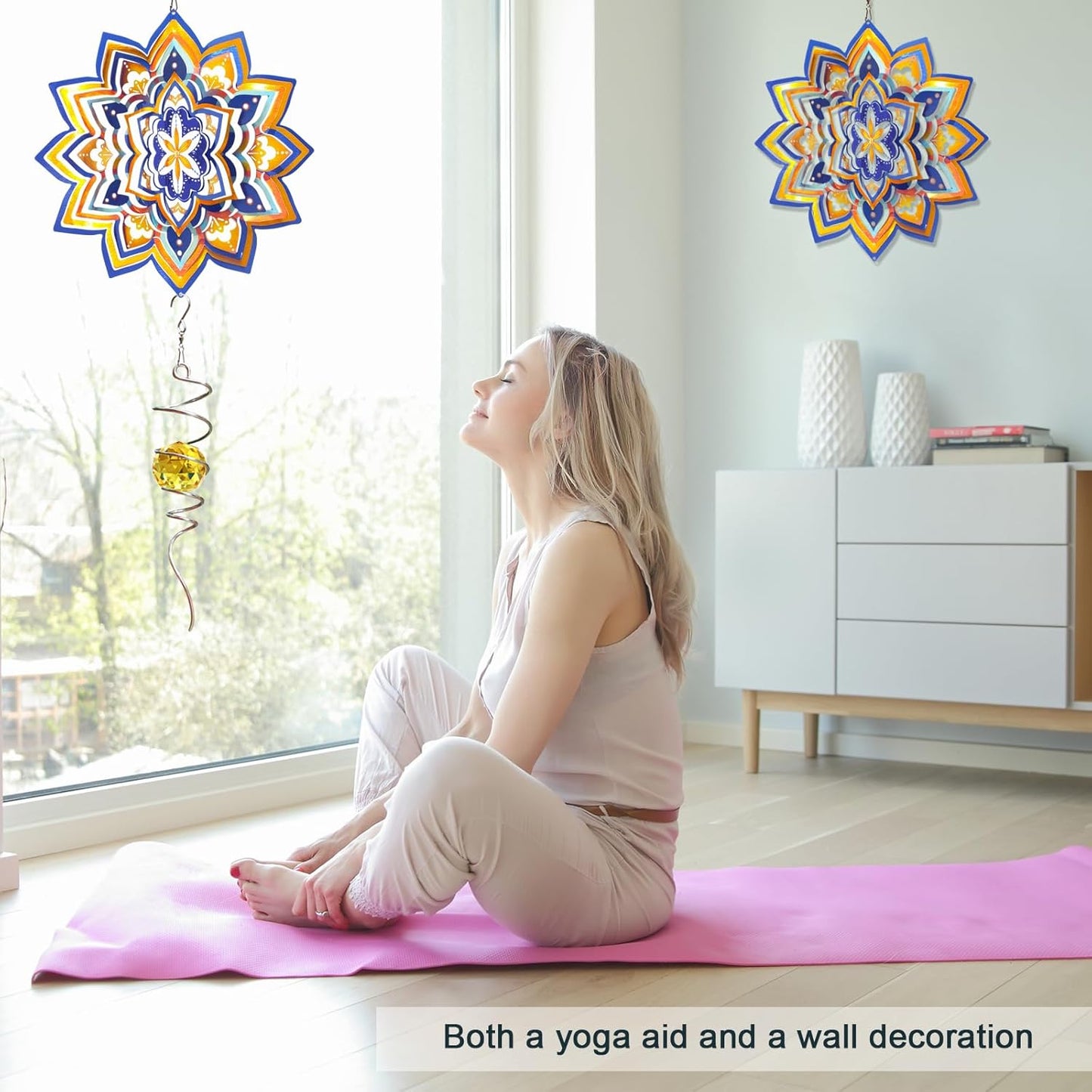 Mandala Wind Spinner - Starry Sky Design | 12-Inch Laser Cut Stainless Steel, Rustproof 3D Kinetic Hanging Wind Sculptures & Spinners for Indoor/Outdoor Garden Decor & Yard Art | Worth Gift