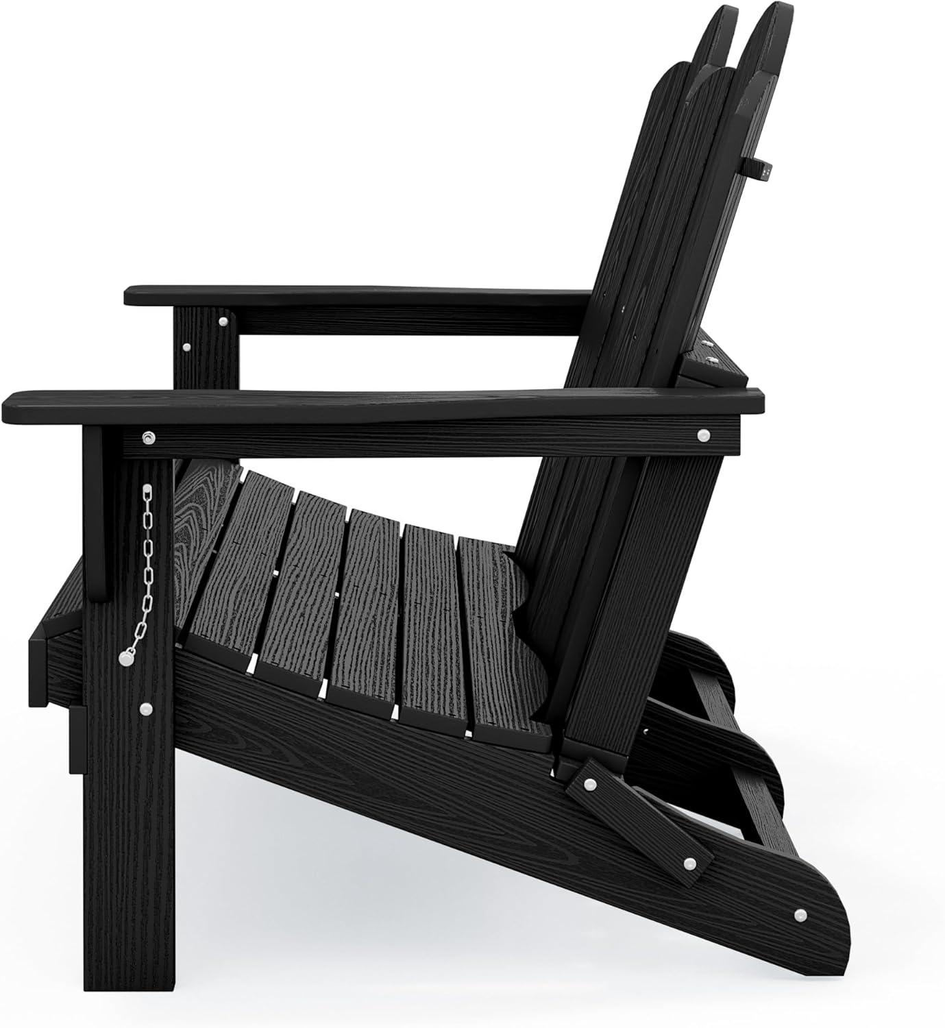 SERWALL Folding Adirondack Bench, HDPE All-Weather Adirondack Loveseat, 660 lbs Capacity, Foldable Outdoor Patio Bench for Deck, Lawn, Garden, Black