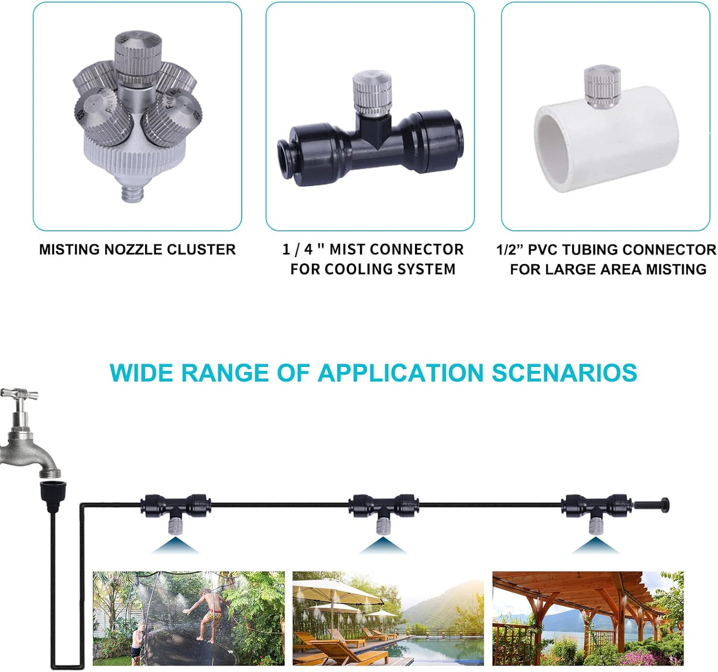 Fogland Misting Nozzles for Cooling System:35pcs Clogging-Prevent Cleanable Stainless Steel Mist Nozzles 0.024" Orifice 10/24 UNC for Patio Garden Trampoline