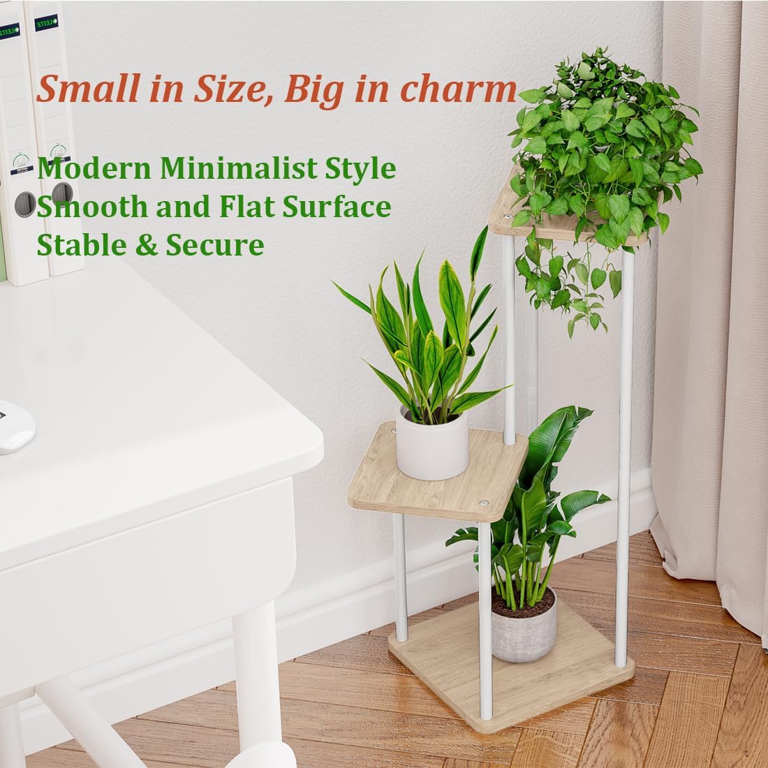 AZERPIAN 3 Tier Plant Stand Indoor Metal Plant Shelf for Multiple Plants Corner Flower Holders for Living Room Balcony Bedroom Patio Garden, Black (White, 3 tier)