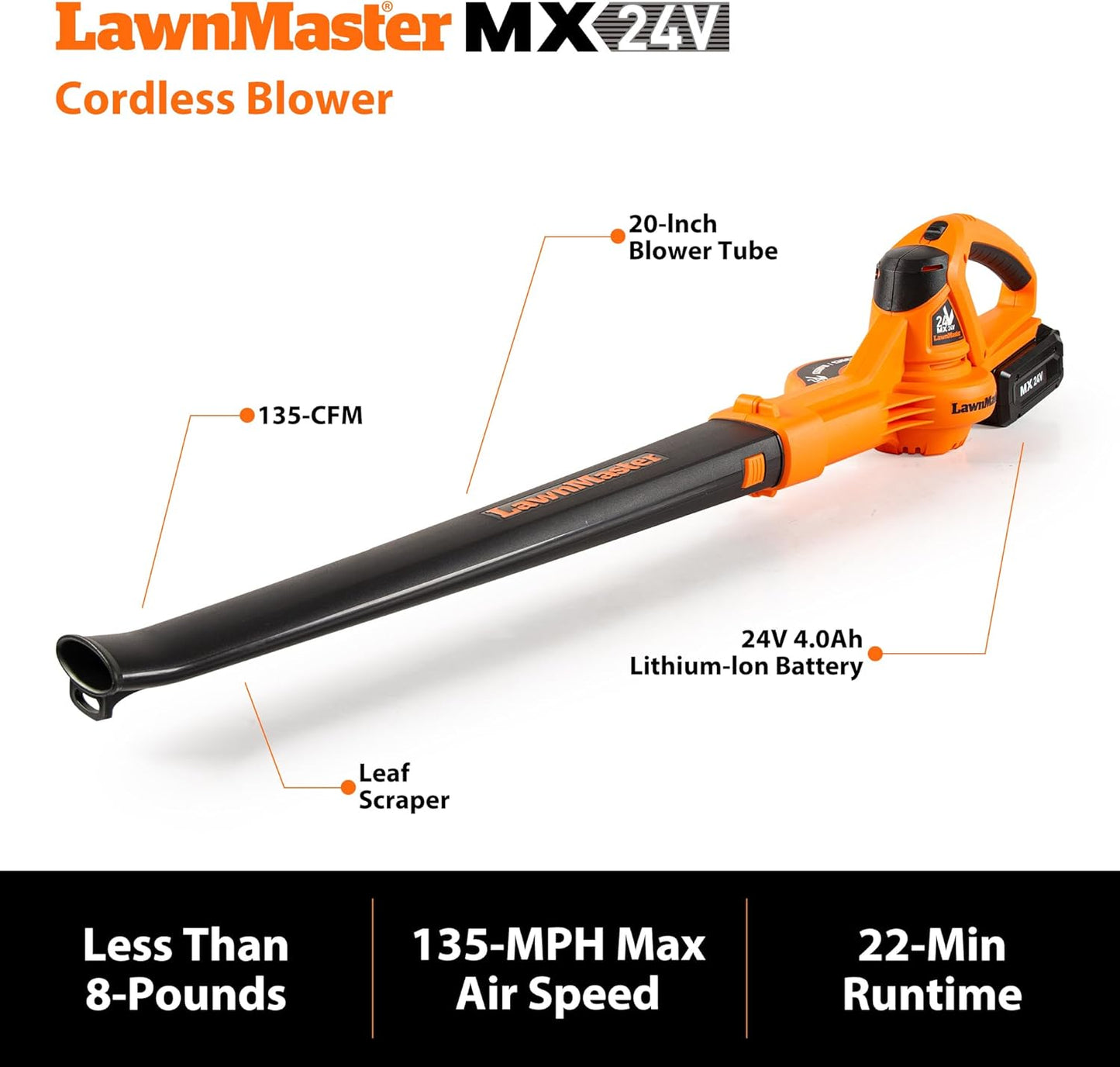LawnMaster 24VMWBL 24V Max 13-inch Cordless Lawn Mower and Cordless Leaf Blower Combo with 2x4.0Ah Batteries and Charger