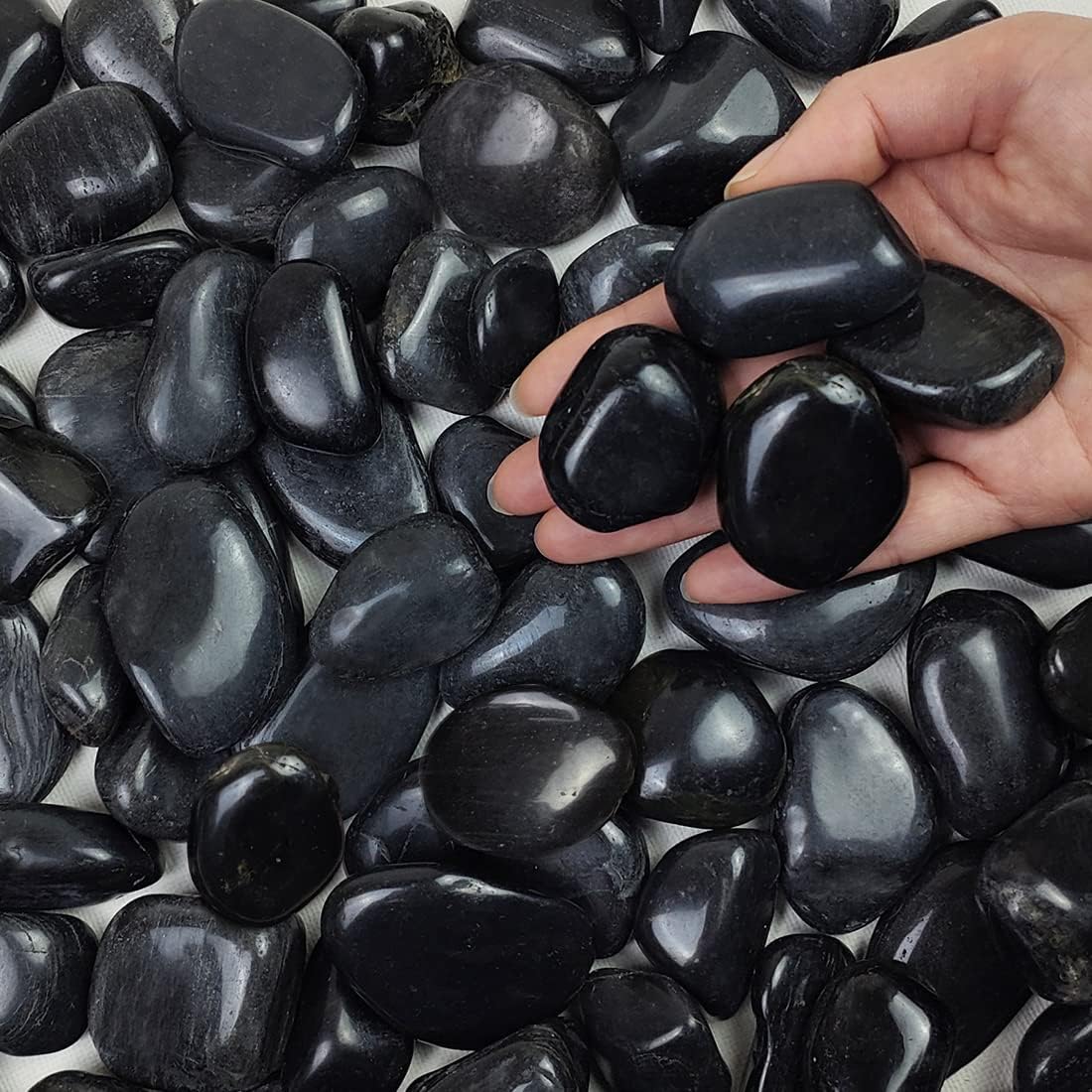 2 lbs Black Pebbles for Indoor Plants, 1-2 Inch Small Bag Black Stones. Decorative River Rocks for Plants, Landscaping, Vase Fillers and Outdoor Garden