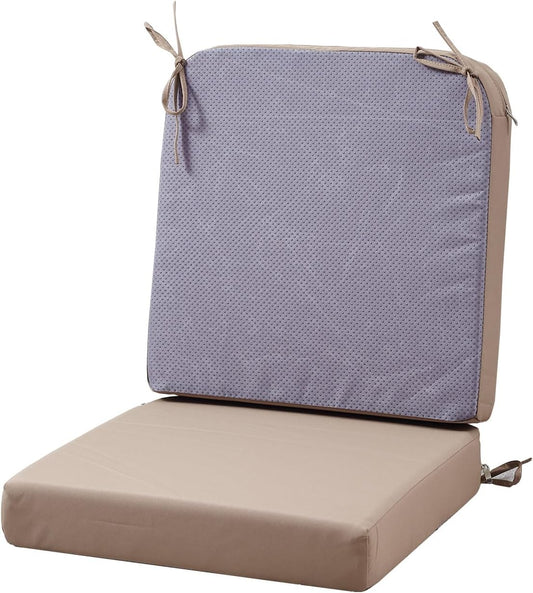 17 x 17 Inch Outdoor Seat Cushions for Patio Furniture with Non Slip and Ties Waterproof & UV Resistant Round Corner Outdoor Chair Cushions Replacement Set of 2, Khaki