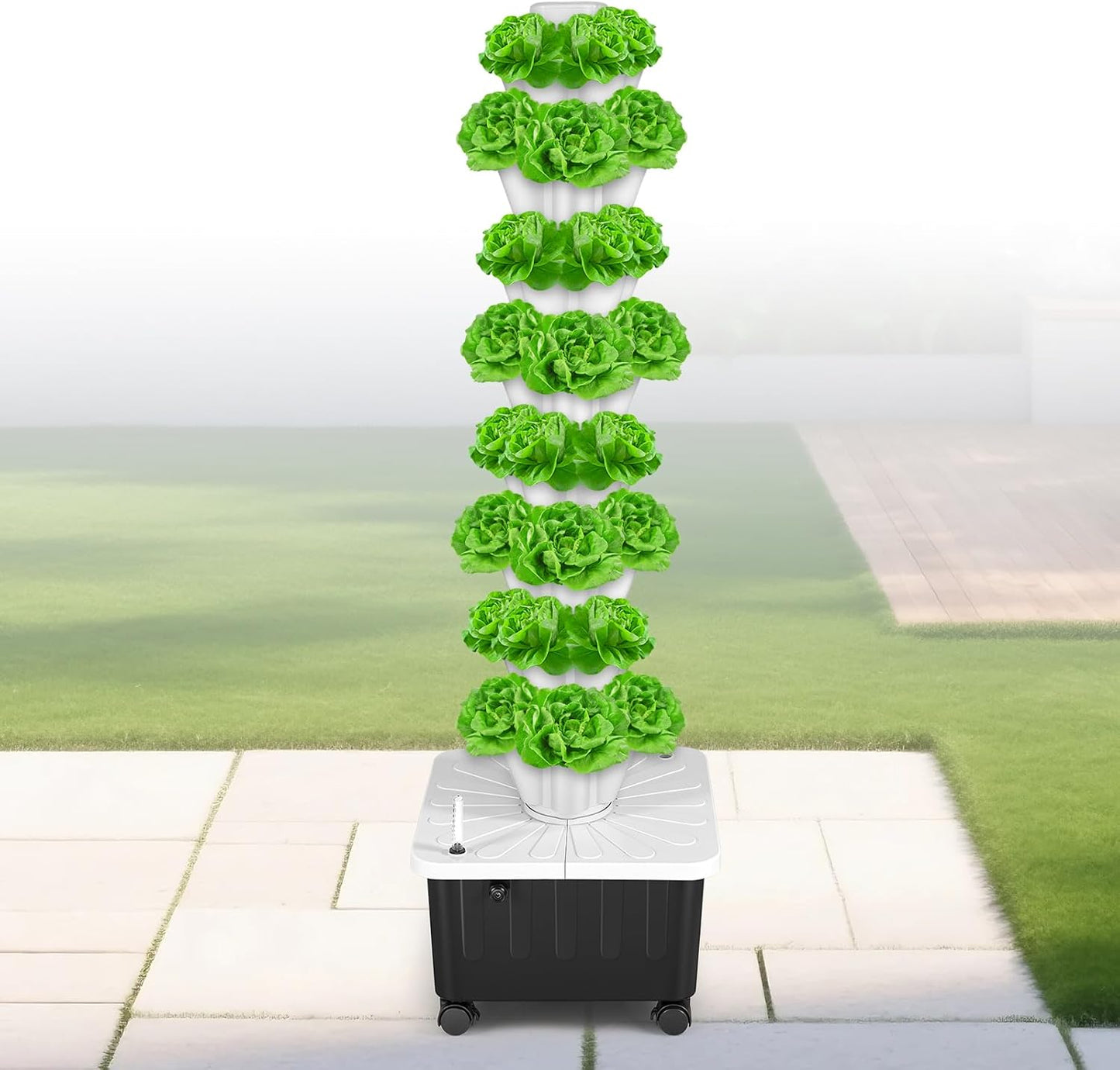 BAOSHISHAN Vertical Hydroponic Garden Tower, 40 Pods 8 Tiers Hydroponics Tower Outdoor, Vertical Hydroponic System with Water Pump for Vegetable Herb Fruit