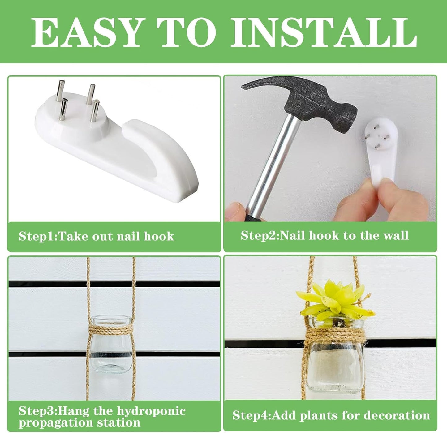 3pcs Glass Flower Vase for Hydroponic Planter Terrarium，Wall Hanging Propagation Station for Plant Cutting Home Office Living Room Garden Decor (Round)