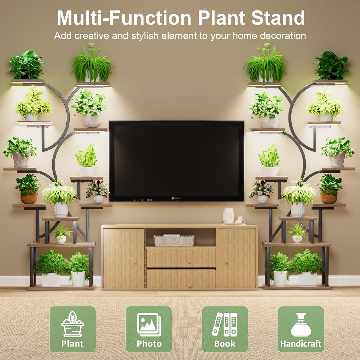 65" Tall Plant Stand Indoor with Grow Light - 11 Tier Tall Metal Shelf for Multiple Potted Plants,Space-Saving Indoor Plant Rack ,Corner Flower Plant Holder for Living Room, Patio