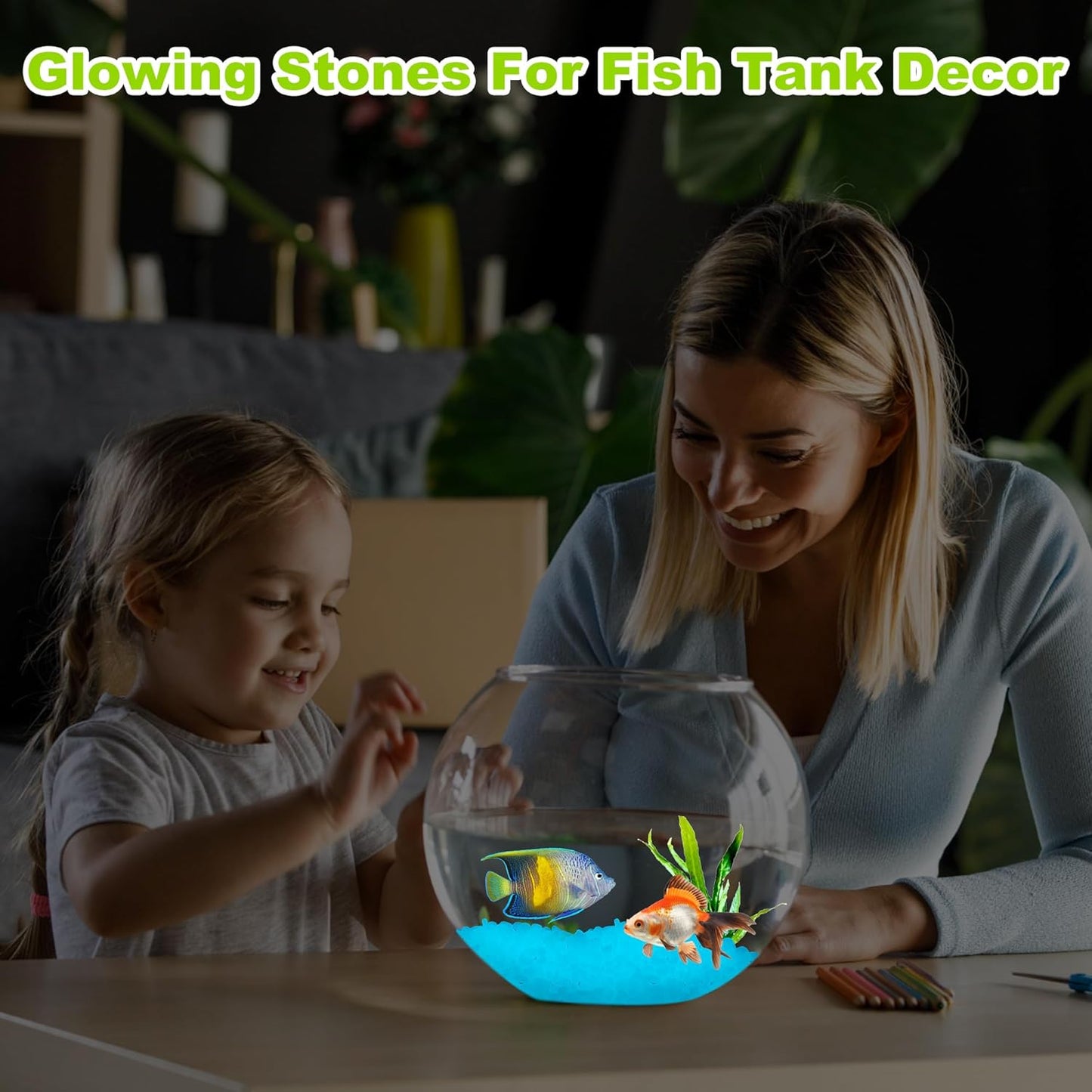 500pc Blue Glow Stones Glow in The Dark Pebbles Blue Fish Tank Rocks Luminous Stones for Walkway Pathway Backyard Glow in The Dark Rocks Outdoor Glowing Rocks for Garden Aquarium Lawn,Blue