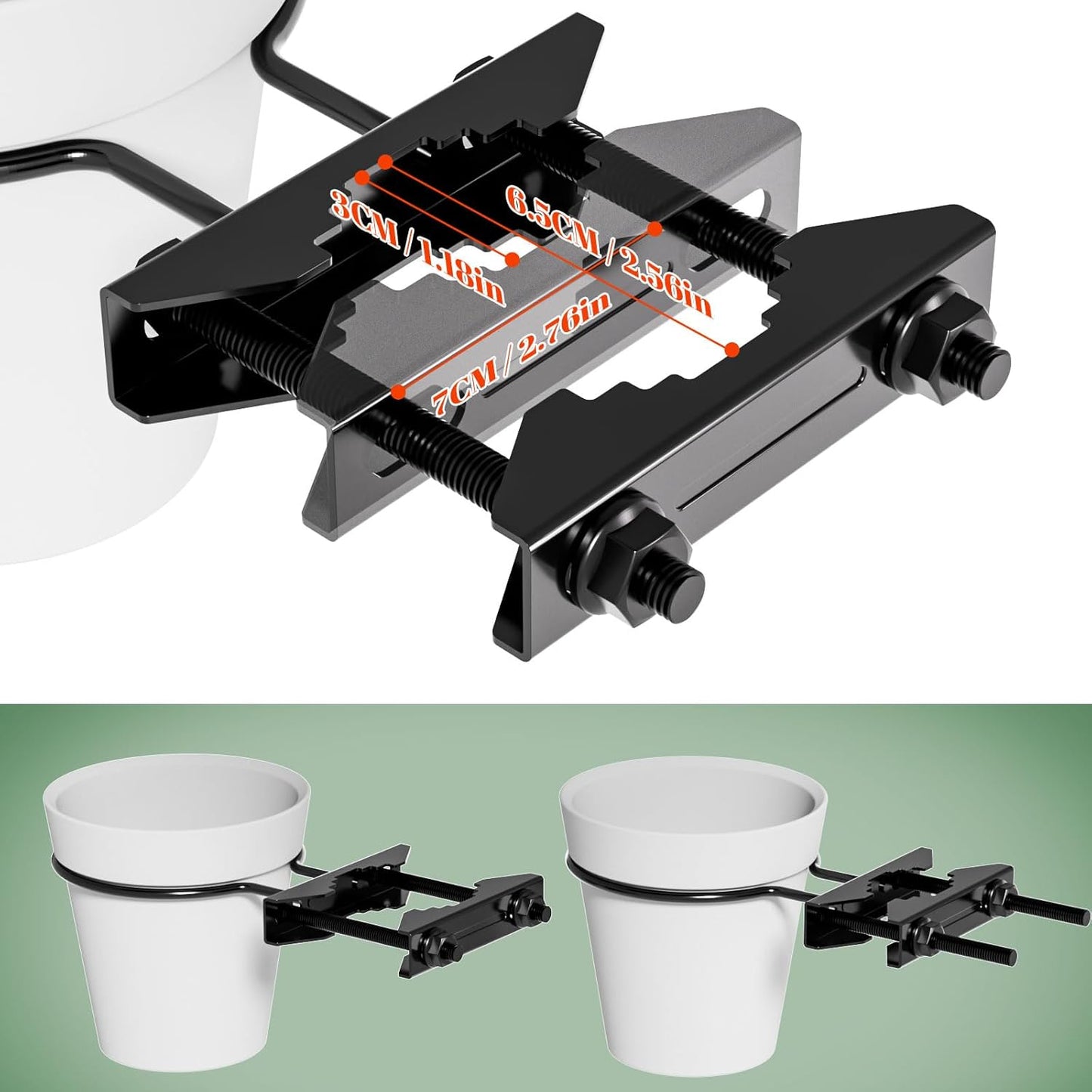 5Inch Hanging Baskets for Plants, Deck Planters for Railing, Wall Mounted Metal Planter Hanger for Balconies, Terraces, Railings, and Indoor and Outdoor Plants