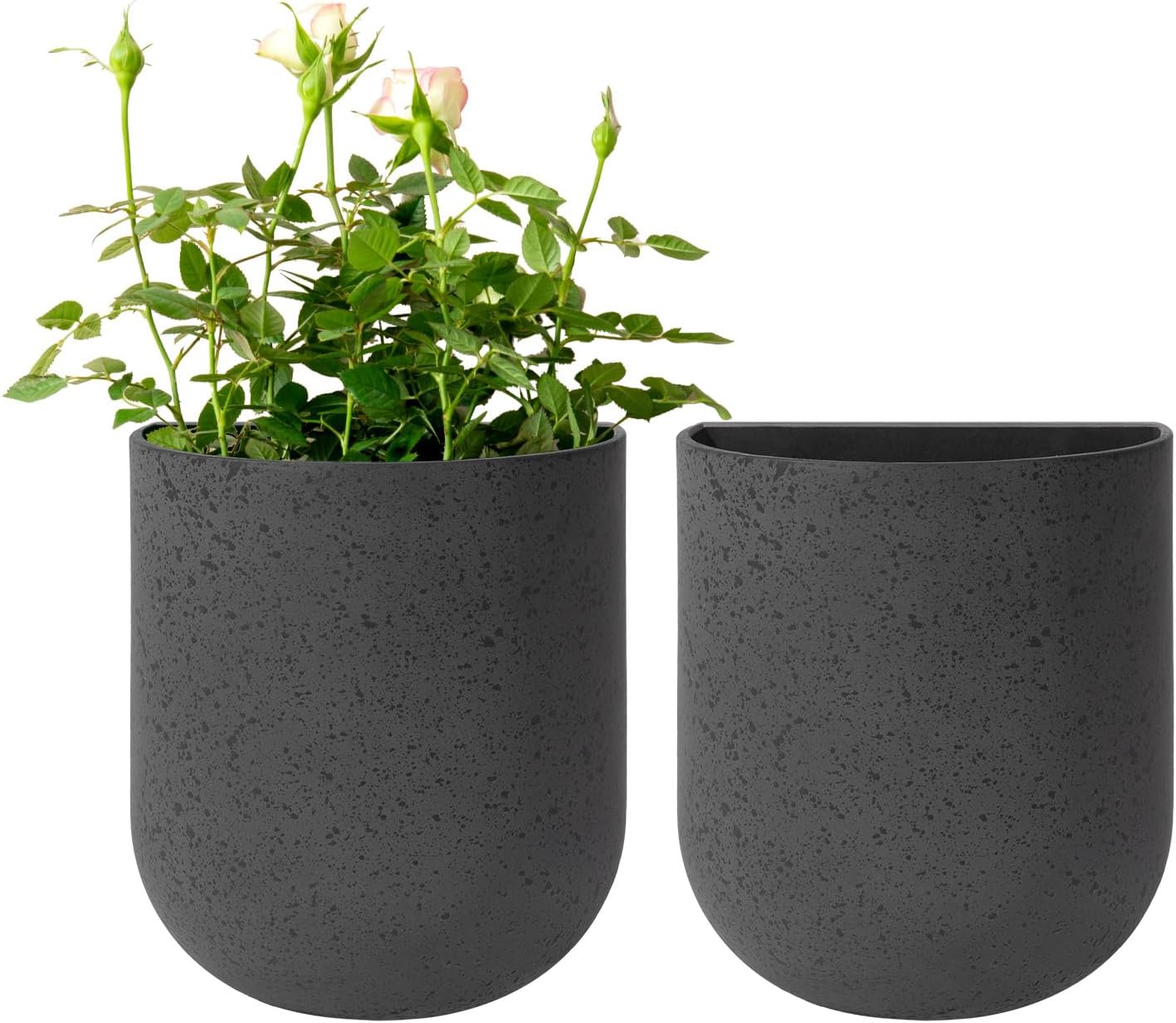 La Jolie Maison Wall Hanging Planters for Indoor Plants，Hanging Flower Pots for Air Plants Succulent, Set of 2, 5.7L*4.1W*6.5H, Concrete Gray