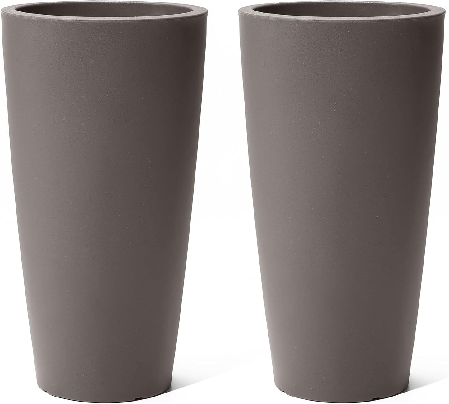 Step2 Tremont Tall Round Tapered Planter, Large Planters for Outdoor Plants, Gardening and Flower Pot for Patio or Porch, Efficient Drainage, Durable Plastic, Dark Cedar, 2-Pack